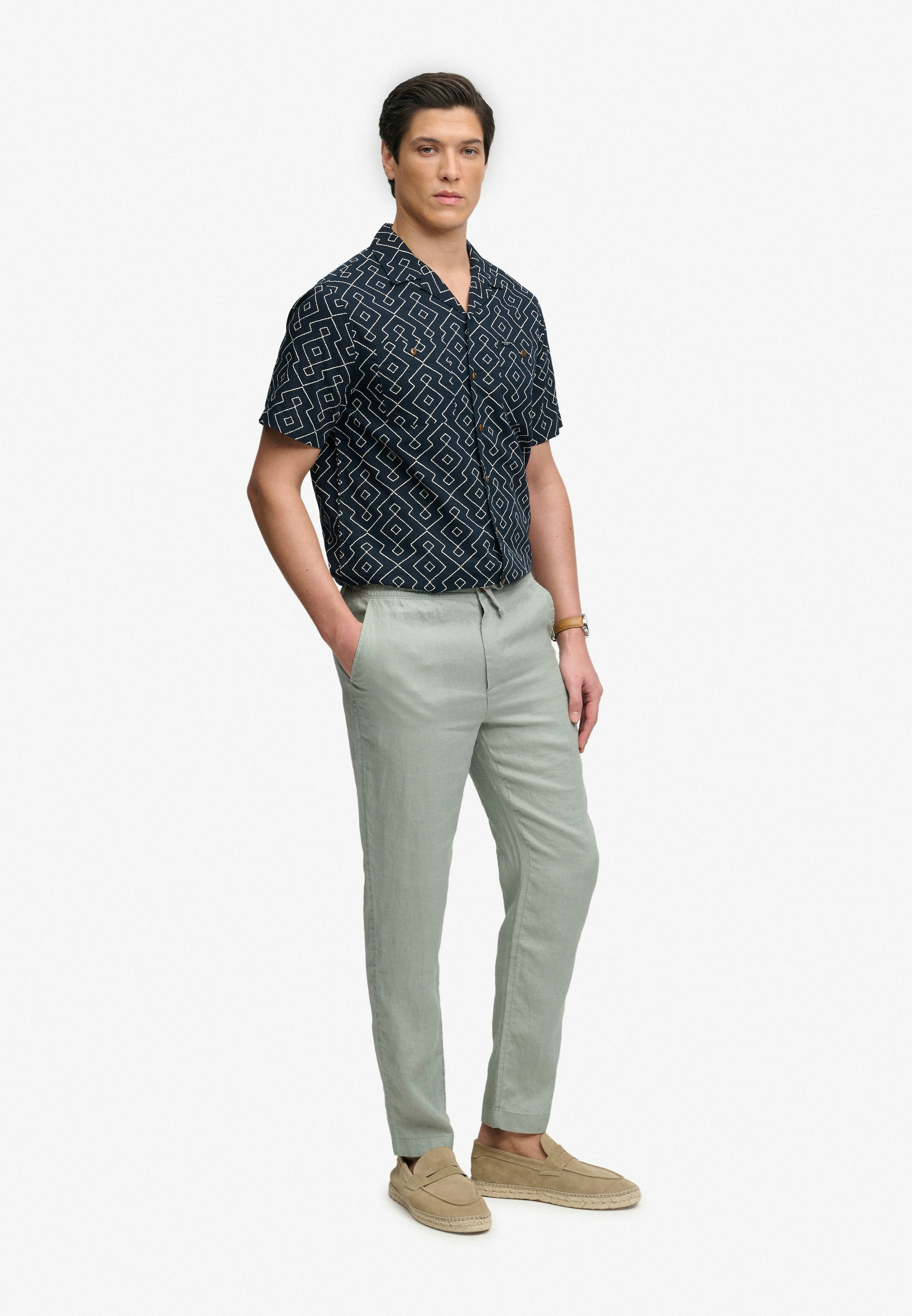 Superdry Leinenhose »MERCHANT LINEN PANT«  aus Leinen, Regular Fit, mit Reissverschluss