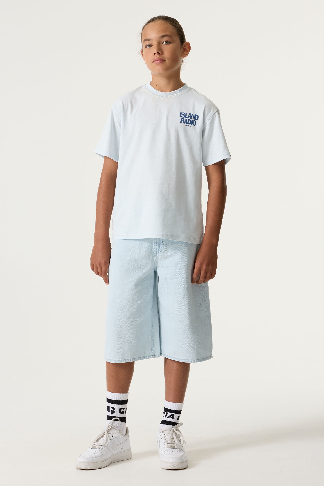 Garcia Shirt à col rond Avec grand imprimé dans le dos, pour garçons