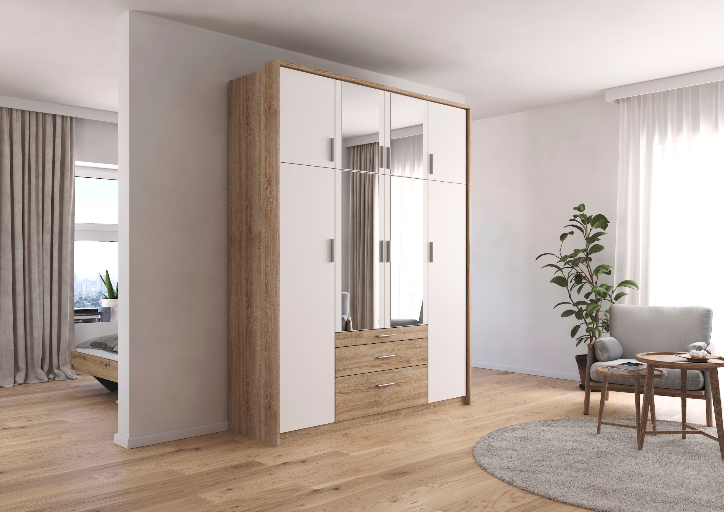 rauch Armoires à vêtements »Schrank Drehtürenschrank Garderobe Ankleide Schlafzimmer HILDESHEIM« Largeurs : 185/275 cm, hauteur 231 cm,  tiroir supérieur avec compartiments pratiques MADE IN GERMANY