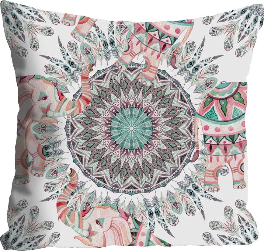 queence Coussin décoratif »Luca« Kissenhülle,Mandala Muster,Abstrakt,Geometrisch,Symmetrisch