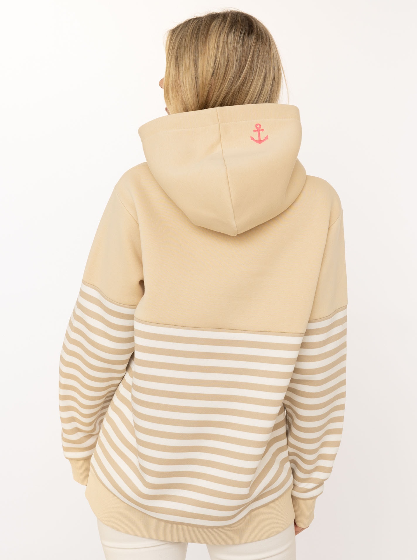 Zwillingsherz Hoodie »"Moin Streifen"«, Stickerei, Kapuze mit bedruckter Kordel, gestreift
