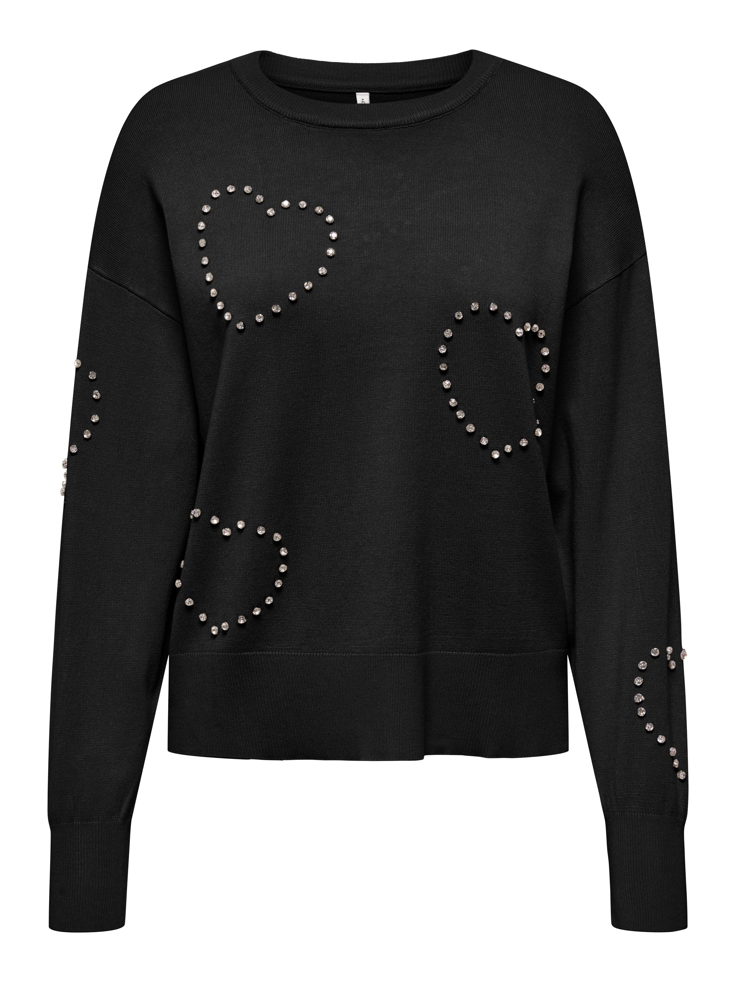 ONLY Pull à col rond »ONLBEE LS HEART BLING O-NECK CC KNT« mit Glitzersteinen