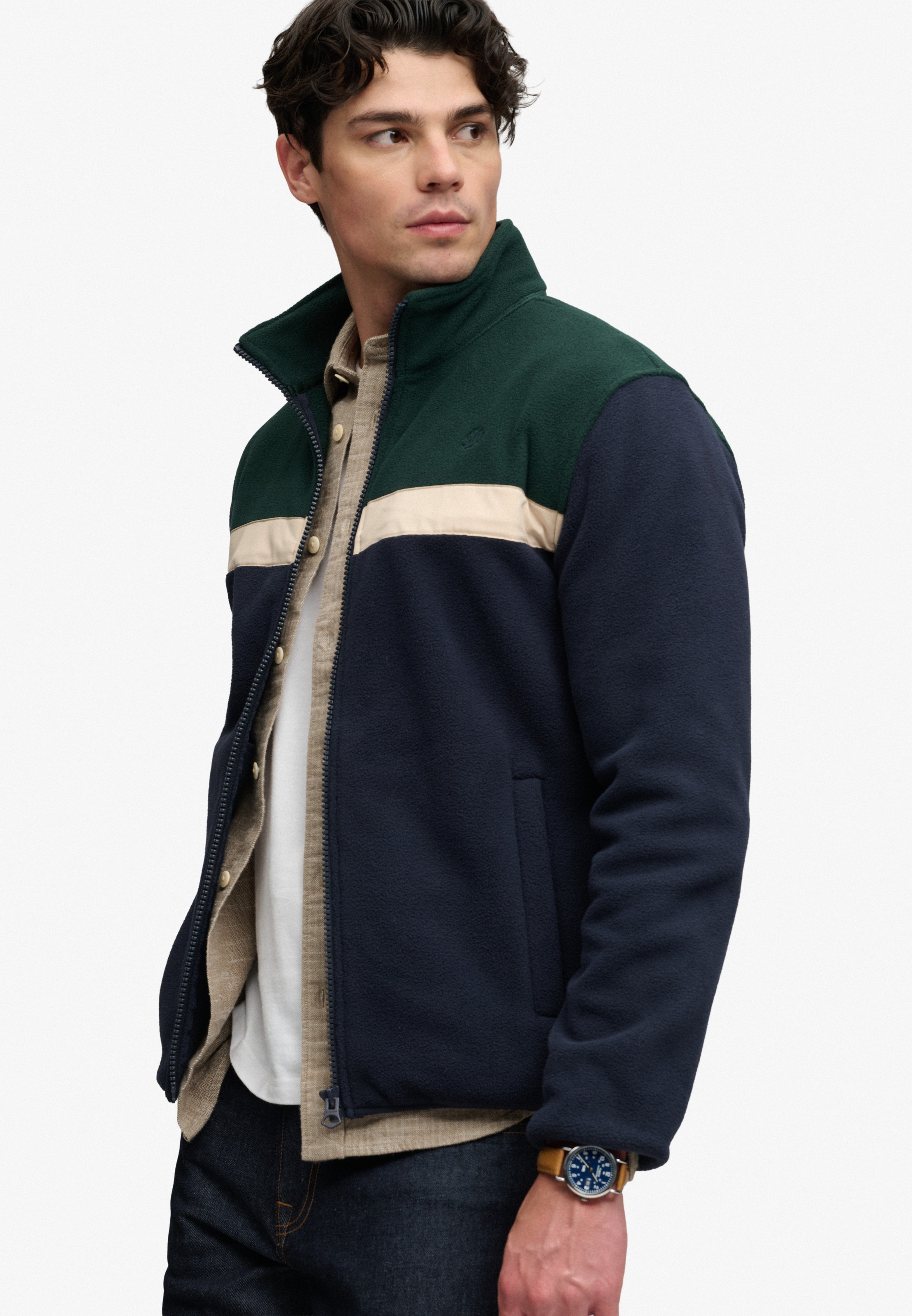 Superdry Veste sweat »TRICOLOUR FLEECE ZIP THRU« Kunstfaser, relaxed fit