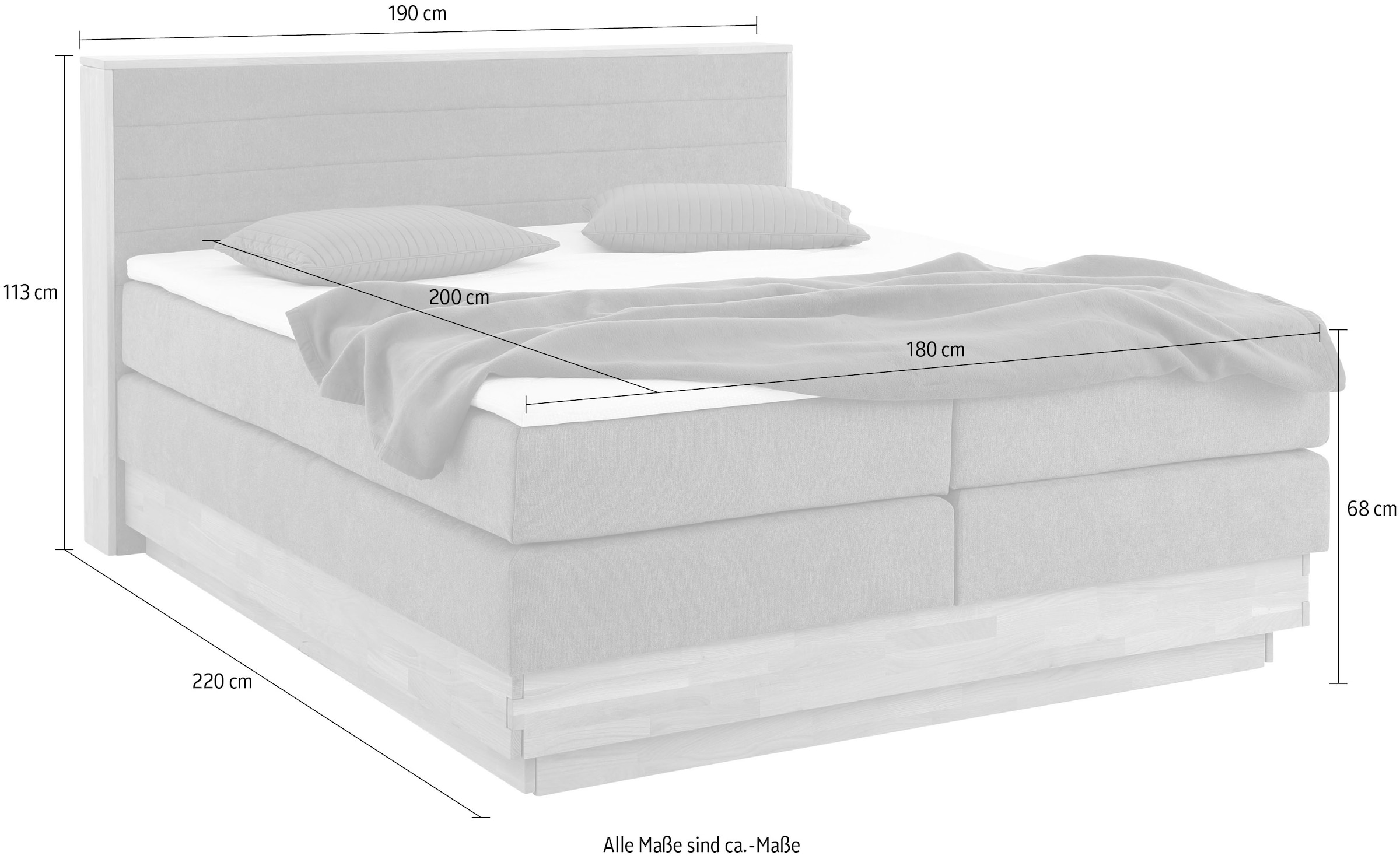 Home affaire Lit boxspring »Cavan« chêne, incl. coffre-lit & topper, différents degrés de fermeté (aussi H4)