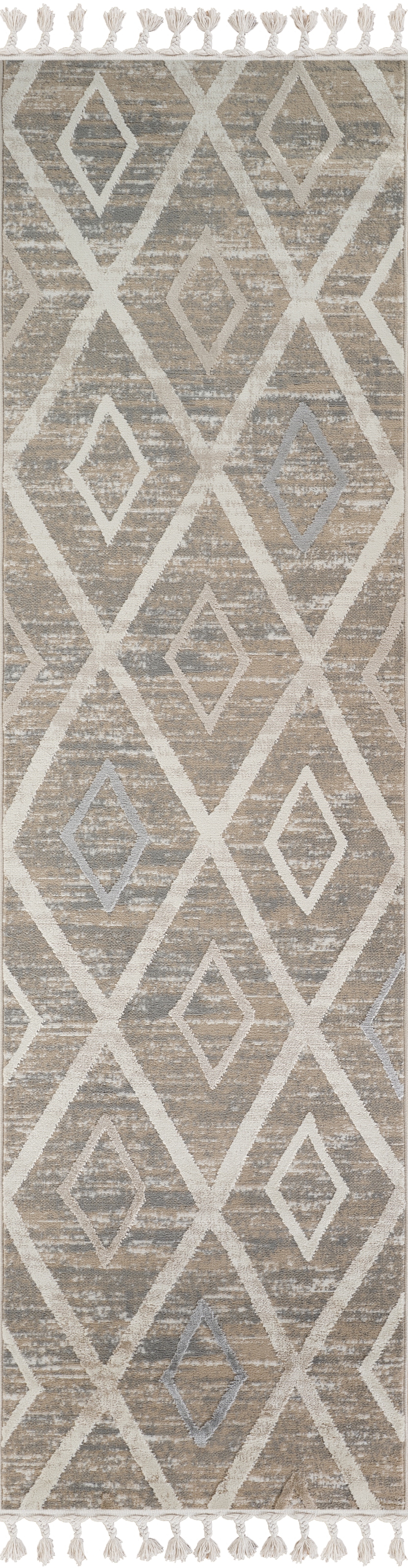 GOODproduct Läufer »Otilie« rechteckig 11 mm Höhe dichte Qualität, Woll-Look, Boho, mit Fransen und Rauten, Scandi