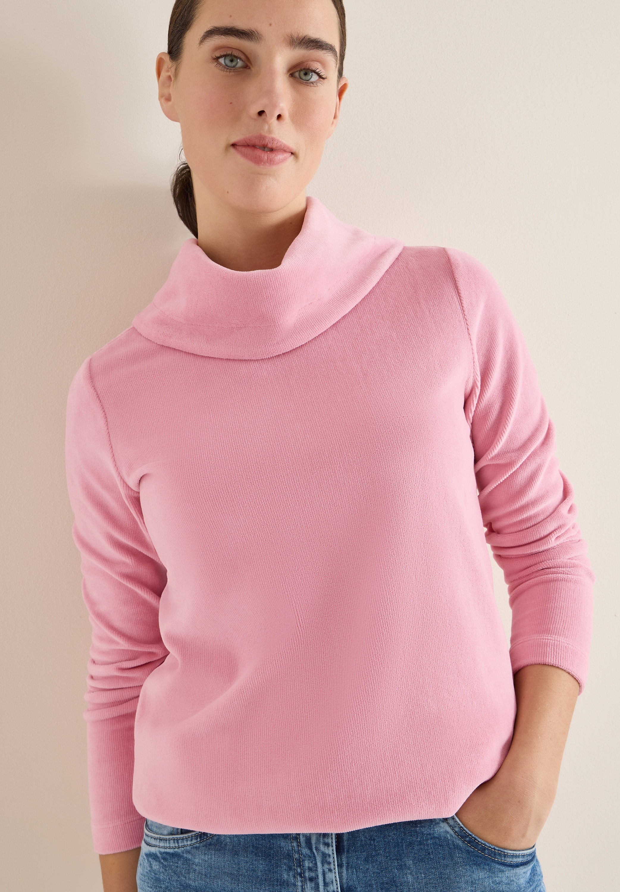 Cecil Pull à col rond Cord Shirt mit grossem Kragen