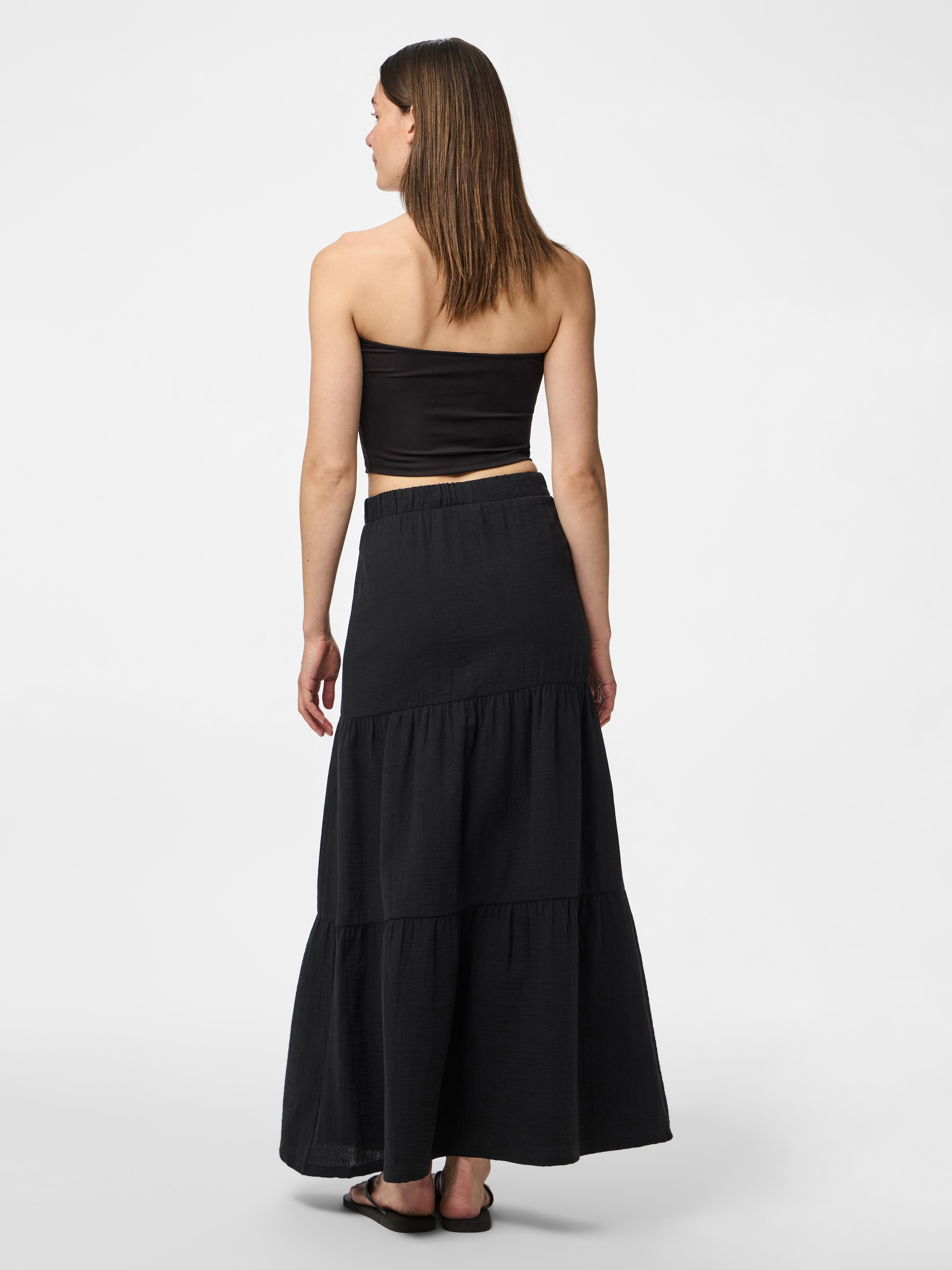 pieces Maxi jupe »PCSIKKA HW MAXI SKIRT WVN NOOS« mit Stufen
