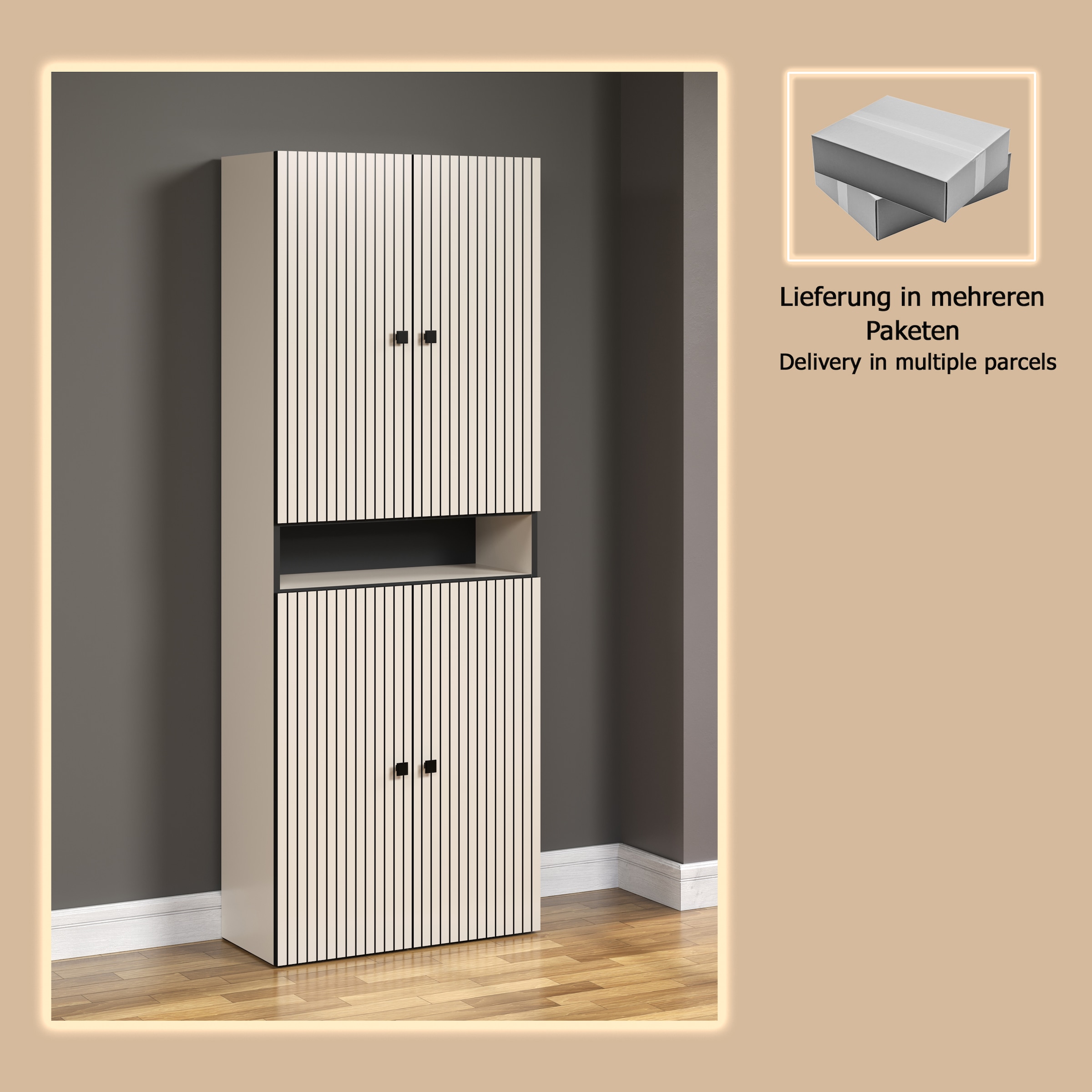 welltime Hochschrank »Amrum« Badezimmerschrank mit und ohne Schublade - (B/T/H) 40-70/31/186 cm