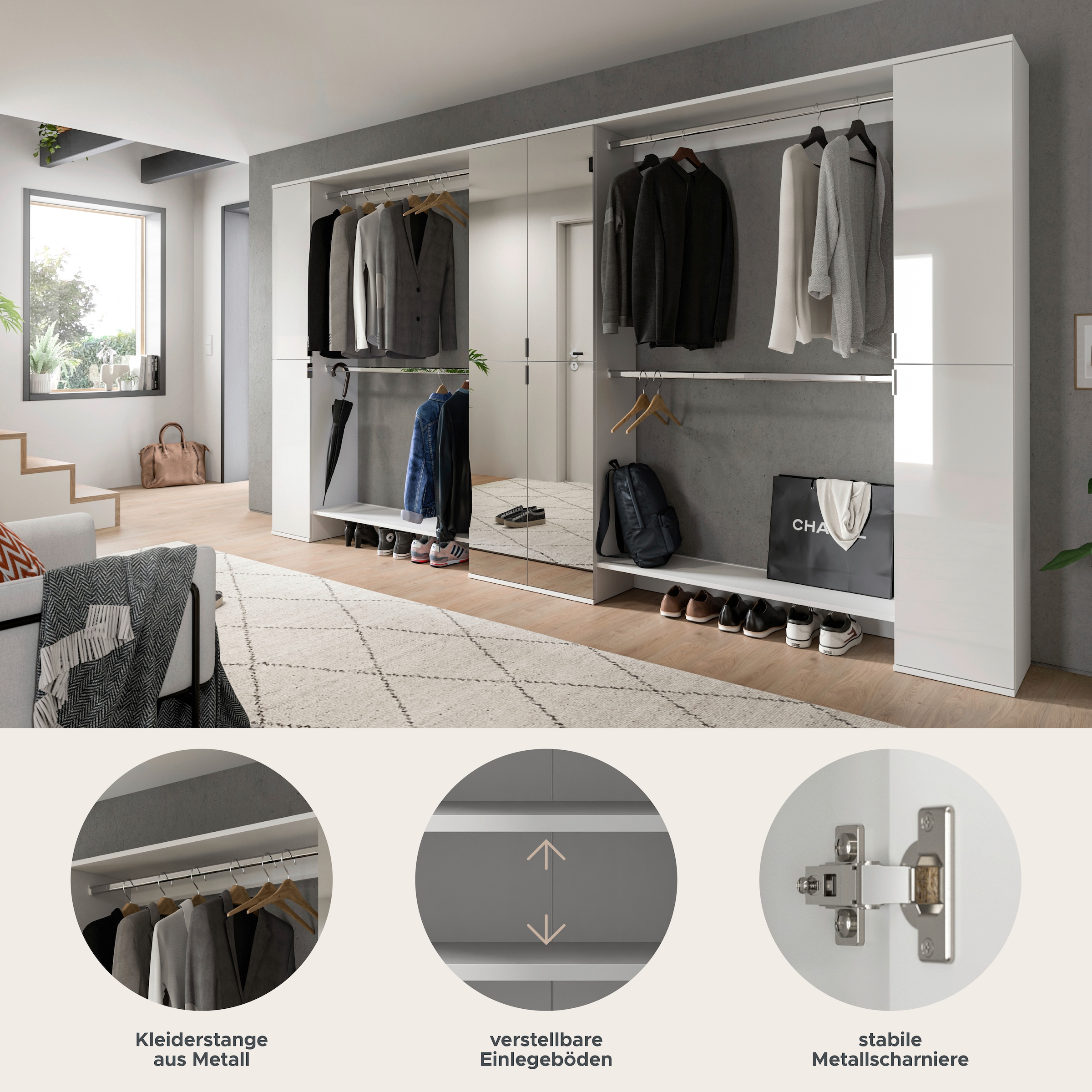 Home affaire Garderoben-Set »Trondheim, Garderobenset 5-tlg. Breite 341 cm,« 5 Stk. tlg.