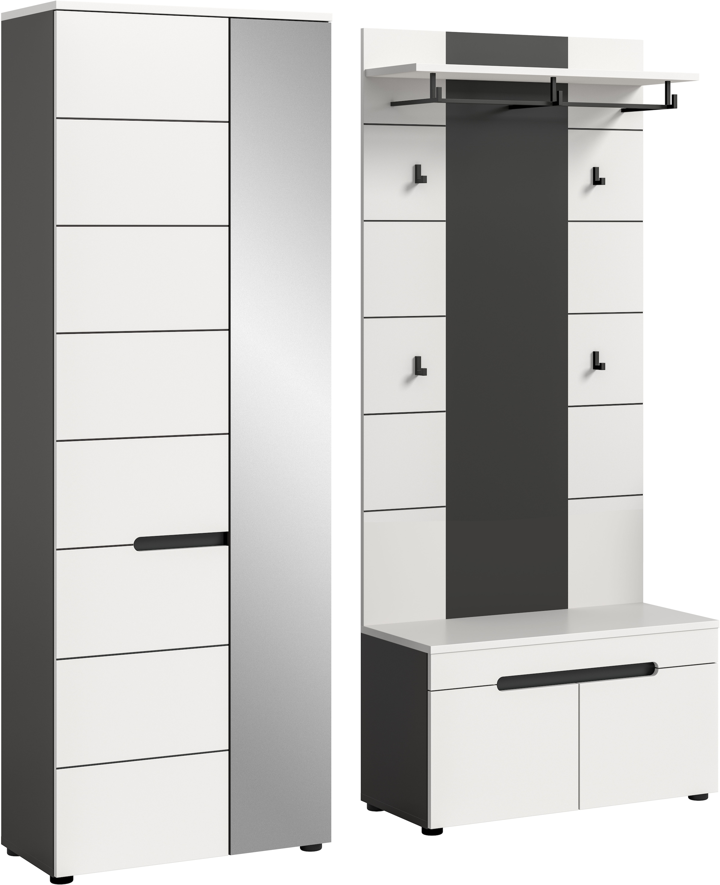 Home affaire Garderoben-Set »REHAT, TOPSELLER!, 3-teilig, Breite 160 cm, individuell erweiterbar« Set, bestehend aus: Garderobenschrank, Sitzbank und Paneel, 3 Stk. tlg.