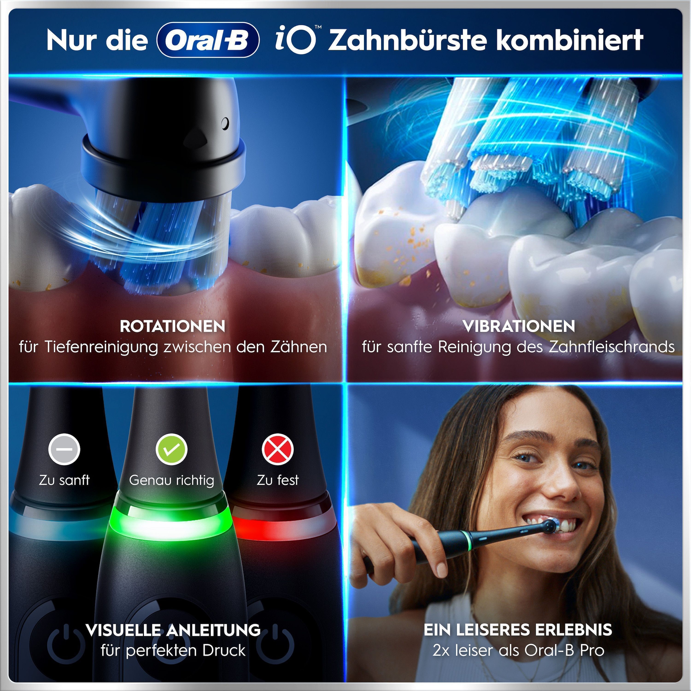 Oral-B Brosse à dents électrique »iO 6« 2 cuis Aufsteckbürsten avec technologie magnétique, écran, 5 modes de brossage, étui de voyage
