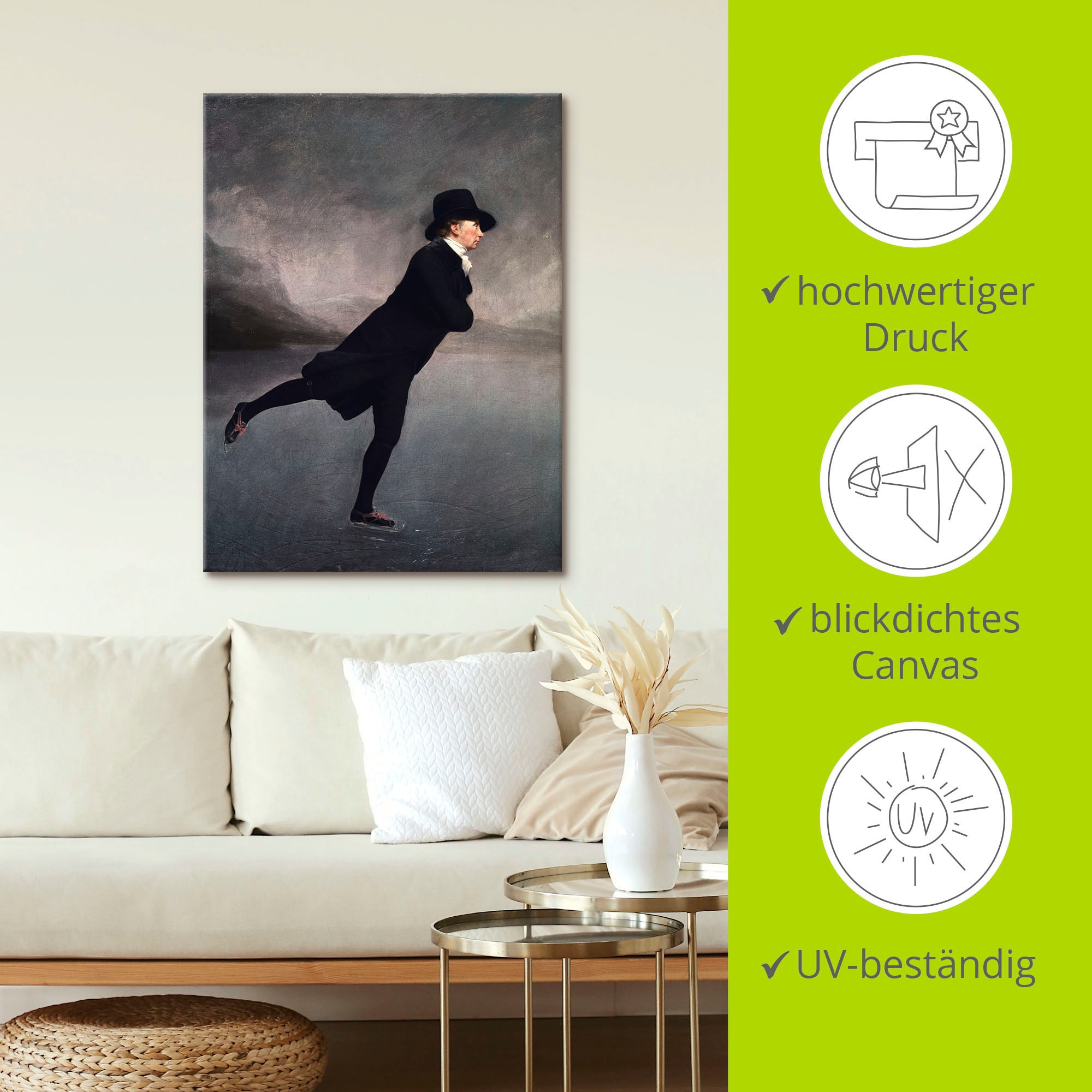 Artland Wandbild »Pfarrer Robert Walker beim Eislaufen« Mann 1 Stk. tlg. als Leinwandbild, Poster in verschied. Grössen