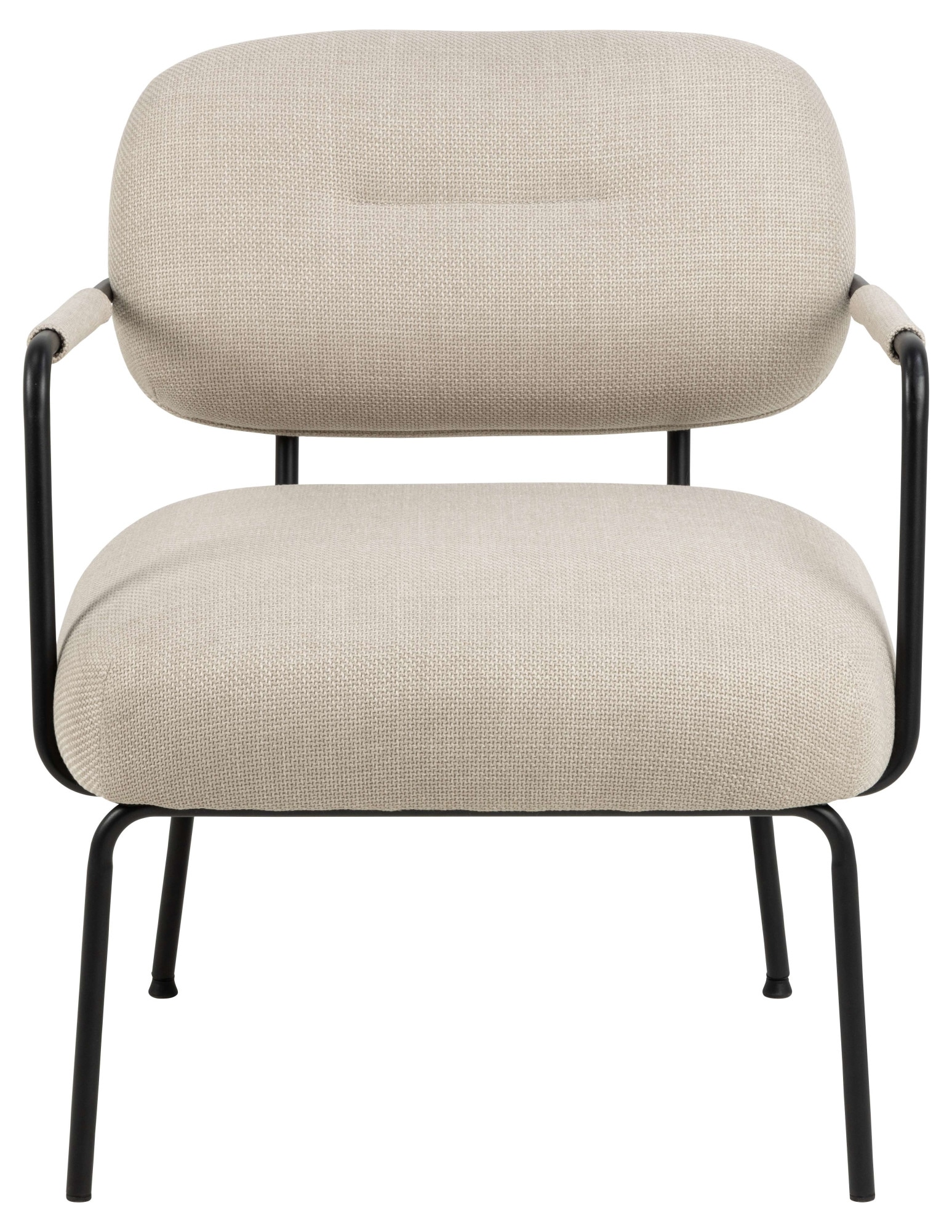 ACTONA GROUP Fauteuil lounge »Dillon Polstersessel, Armlehne,« Fauteuil lounge, tissu beige, pieds en acier noir, hauteur d'assise : 46,5 cm