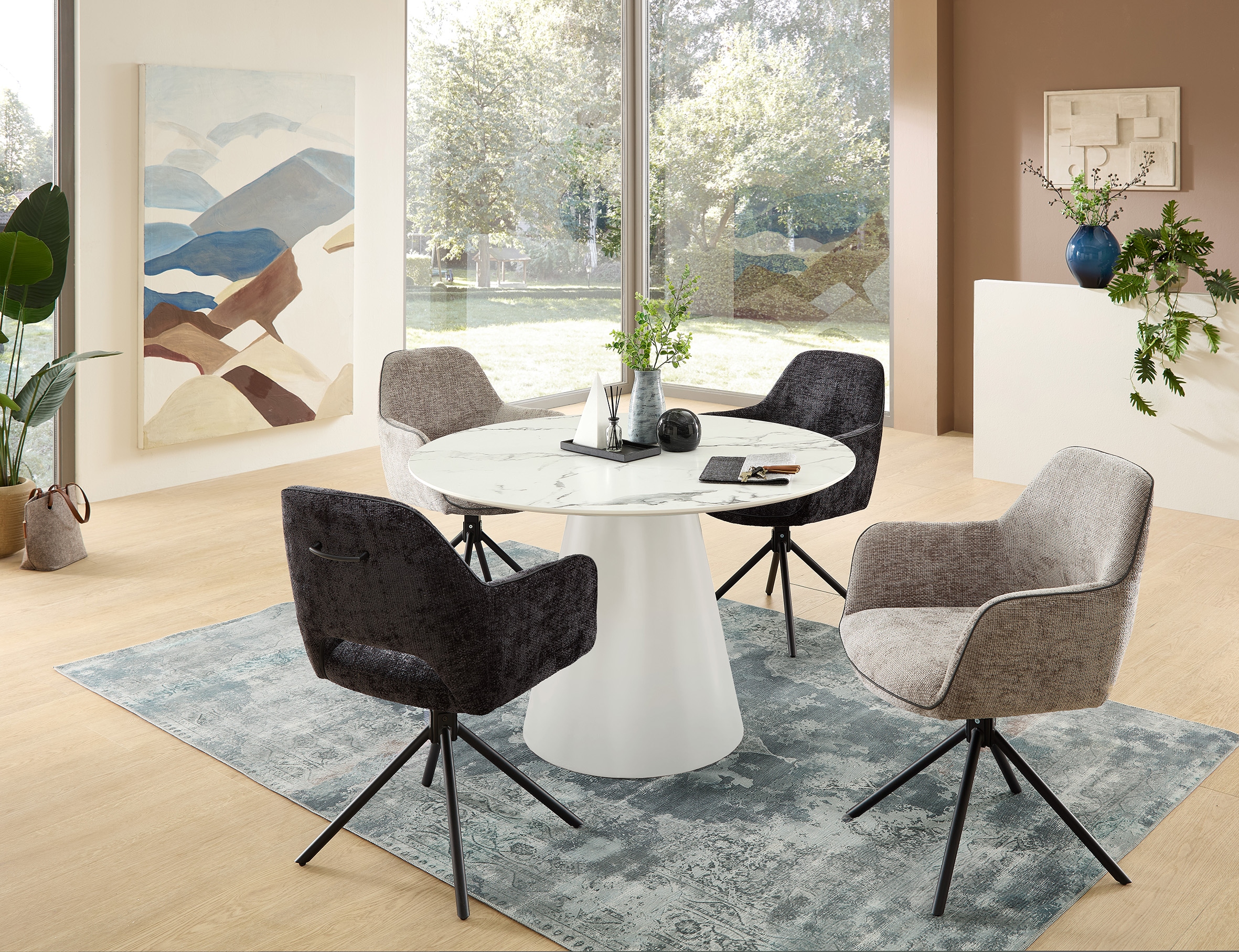 Stolkom Chaise avec accoudoirs »Adrina B/H/T 63x89x62 cm« (Paquet) 1 cuispivotant à 180 degrés avec retour automatique