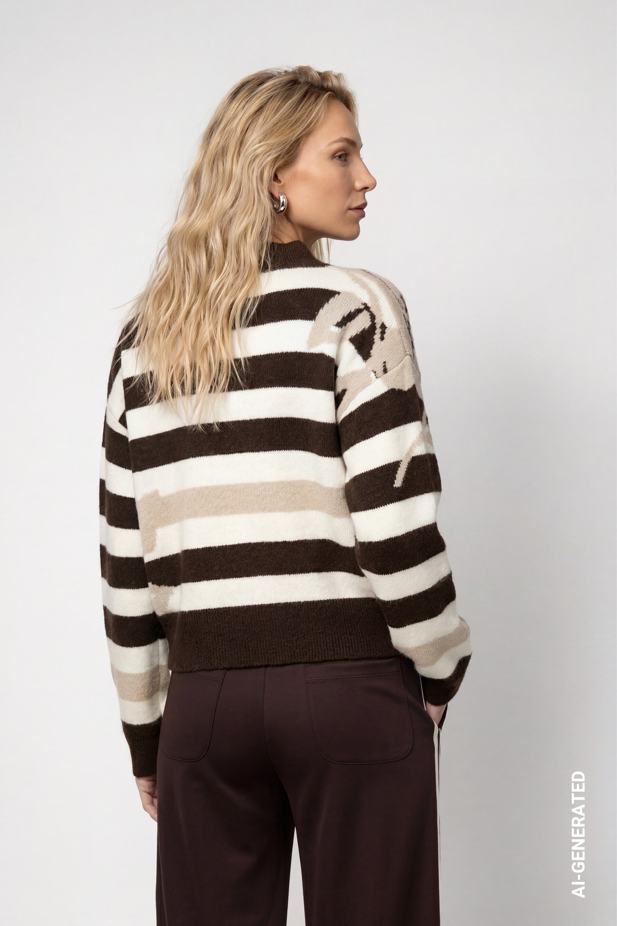 Monari Strickpullover »Pullover Ringel + Blume« Regular fit mit Stehkragen