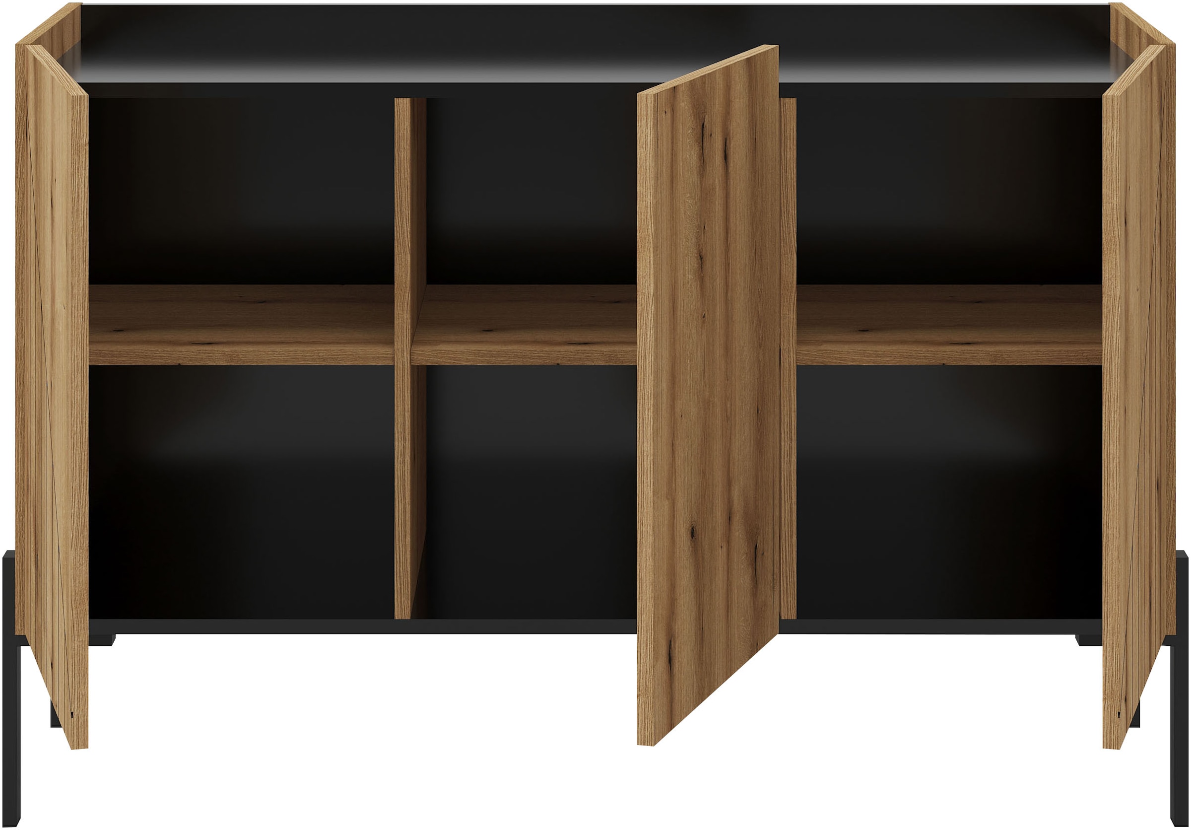 Home affaire Sideboard »SNETT, Breite: 122cm, mit Metall-Stabfüssen, 3 Türen, 3 Einlegeböden« Anrichte, Kommode, Schrank, Board, Higboard