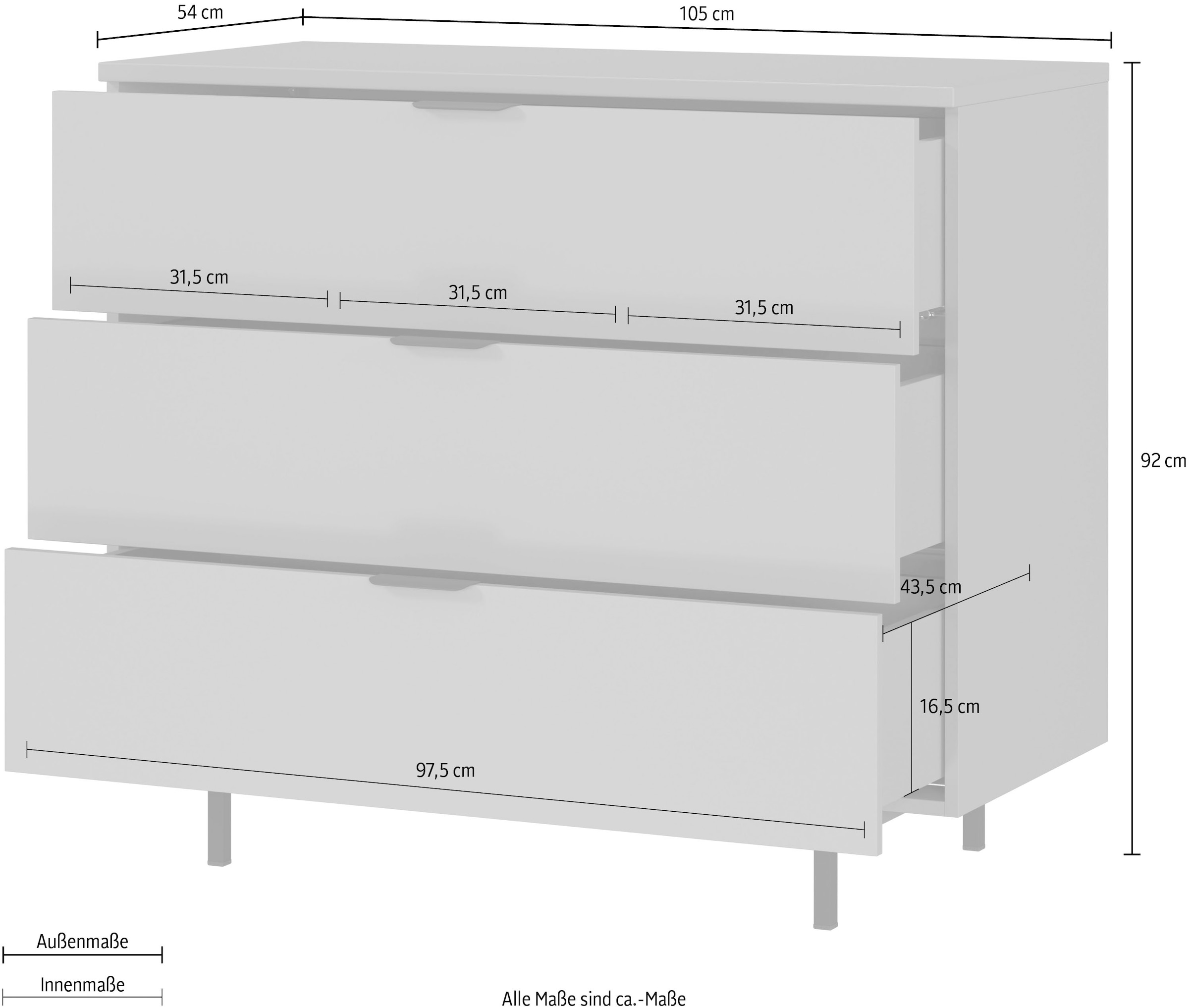 GERMANIA Wickelkommode »Tomino« bis 21 kg modernes Design, B/H/T 105/100/54, Wickelfläche 85 x 75 cm 105 cm