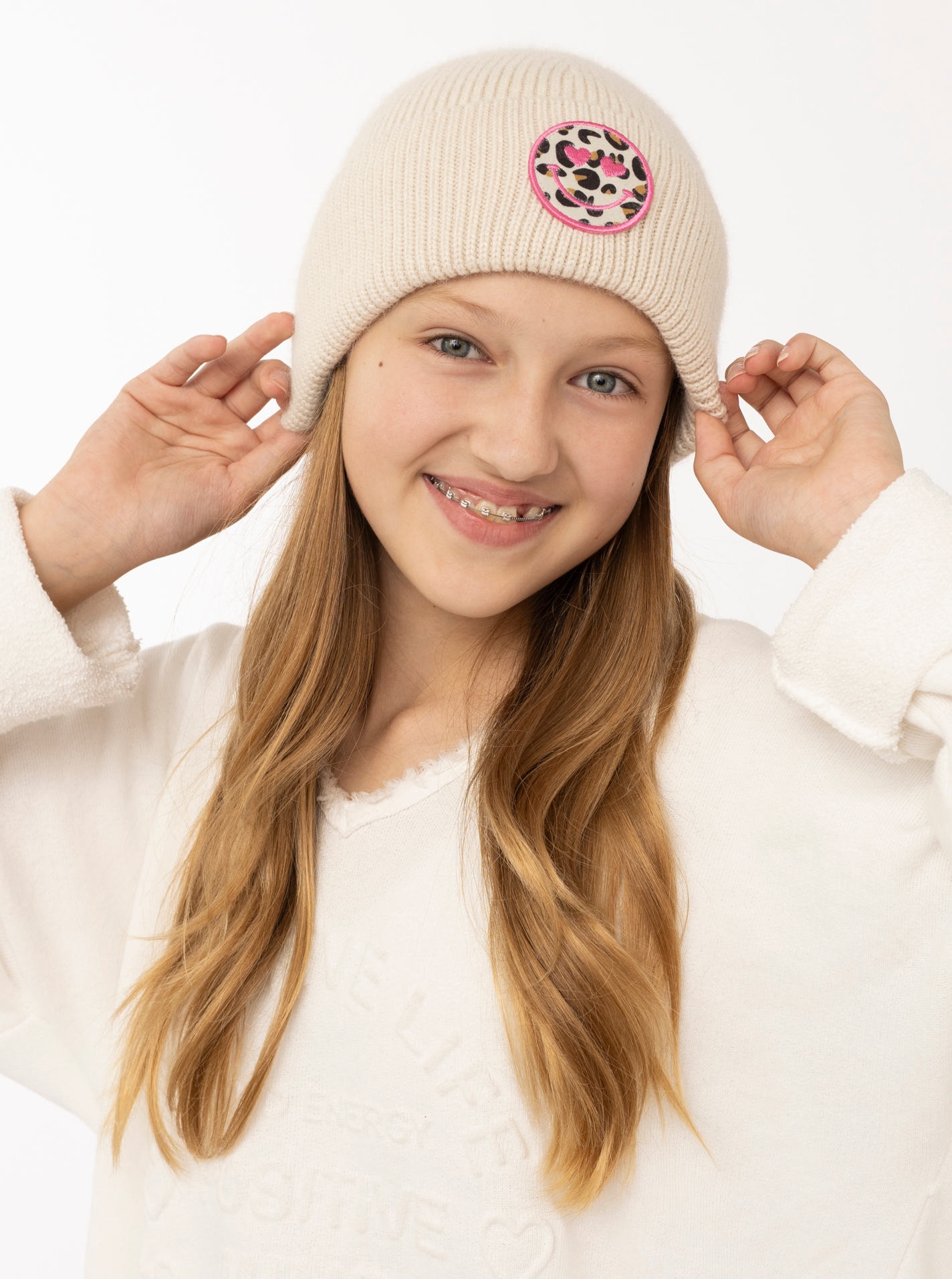 Zwillingsherz Beanie »"Smile"-KIDS« Leo-Patch, breiter Umschlag, gerippt, mit Wollanteil