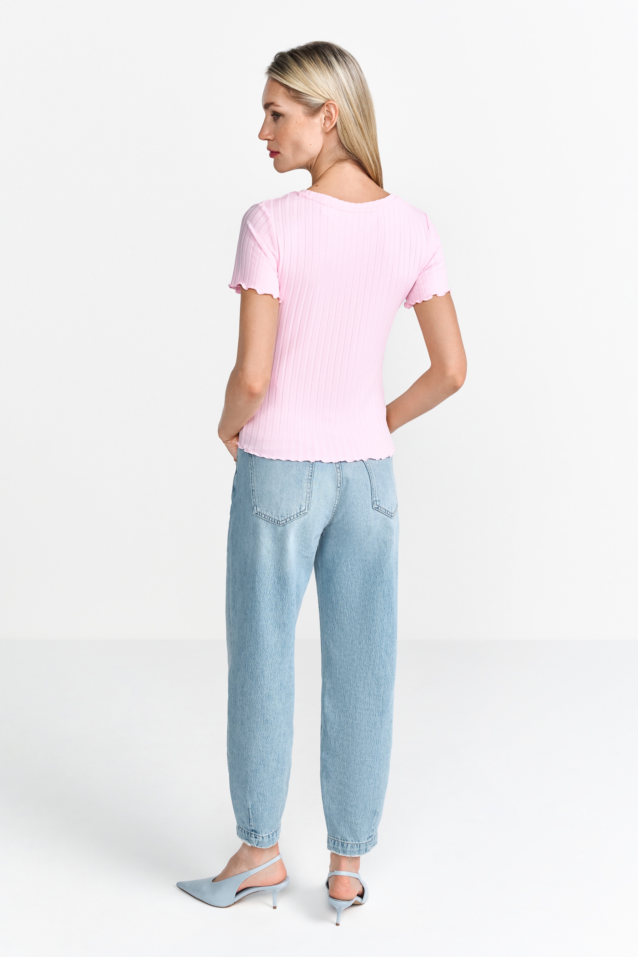 RICHROYAL Kurzarmshirt Mit gewelltem Saum an Rumpf und Ärmeln