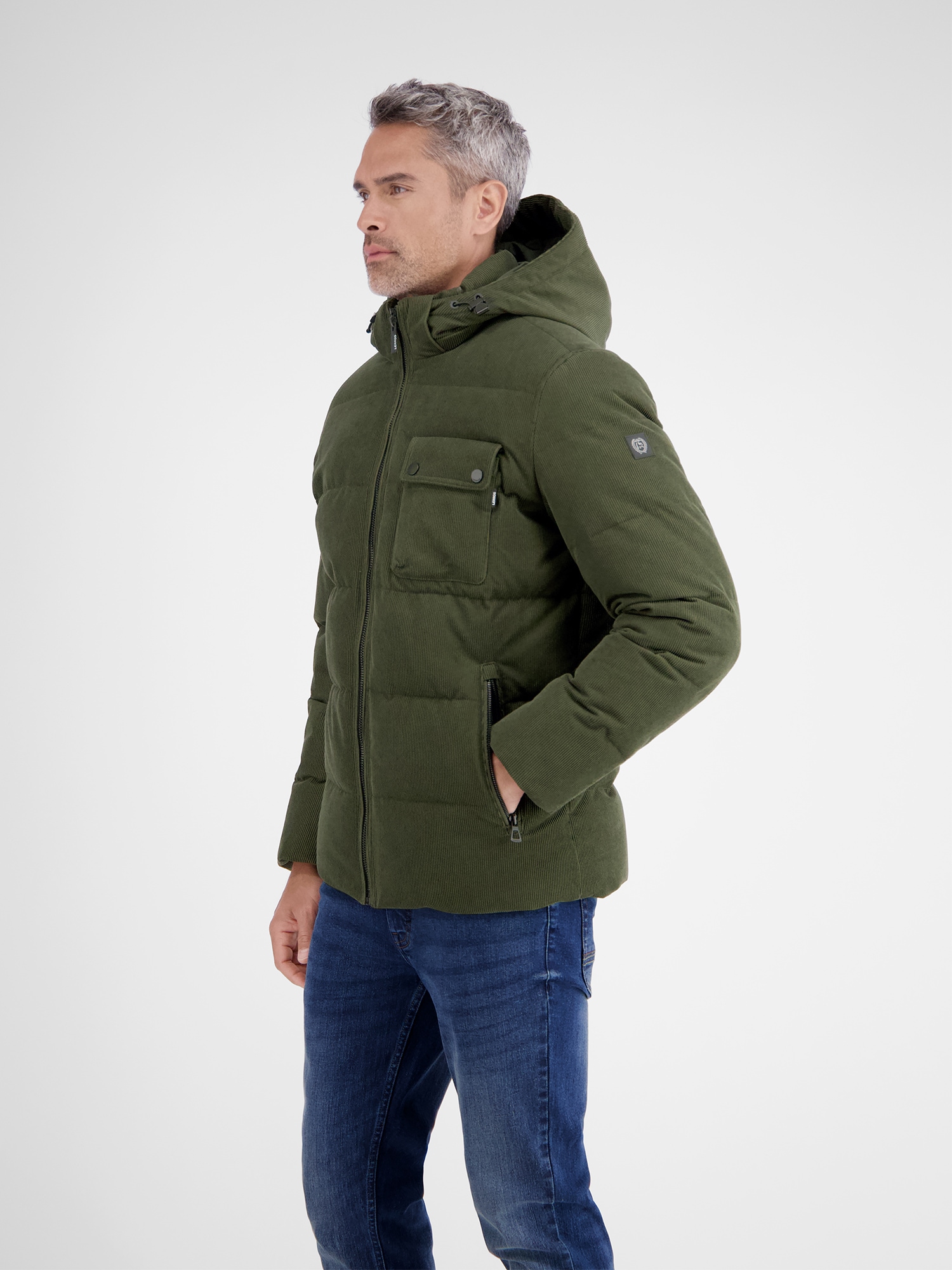 LERROS Veste d'hiver »Herren Steppjacke in funktionaler Cord-Optik« mit Kapuze