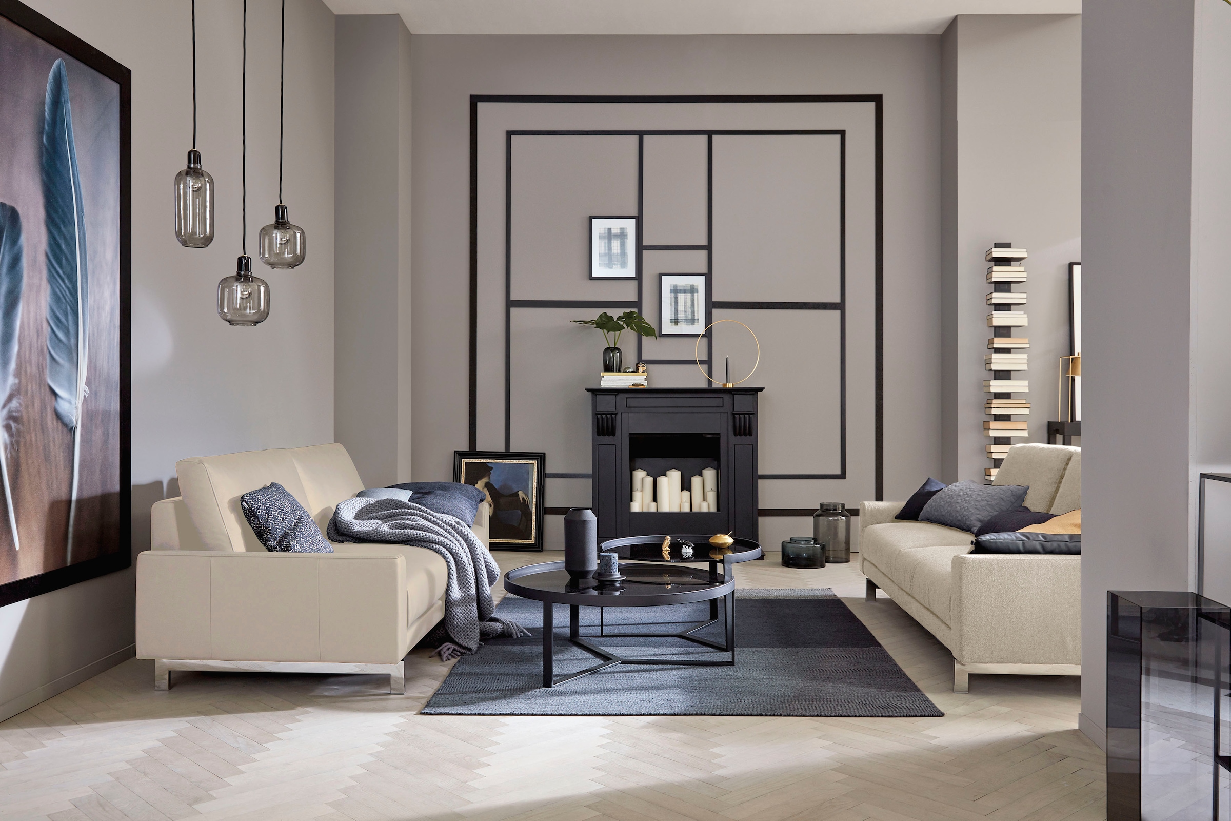 Creation BY ROLF BENZ 2-places »CR.450, Designsofa, Loungesofa, bequem und elegant« accoudoir bas, pieds chromés brillants, largeur 164 cm