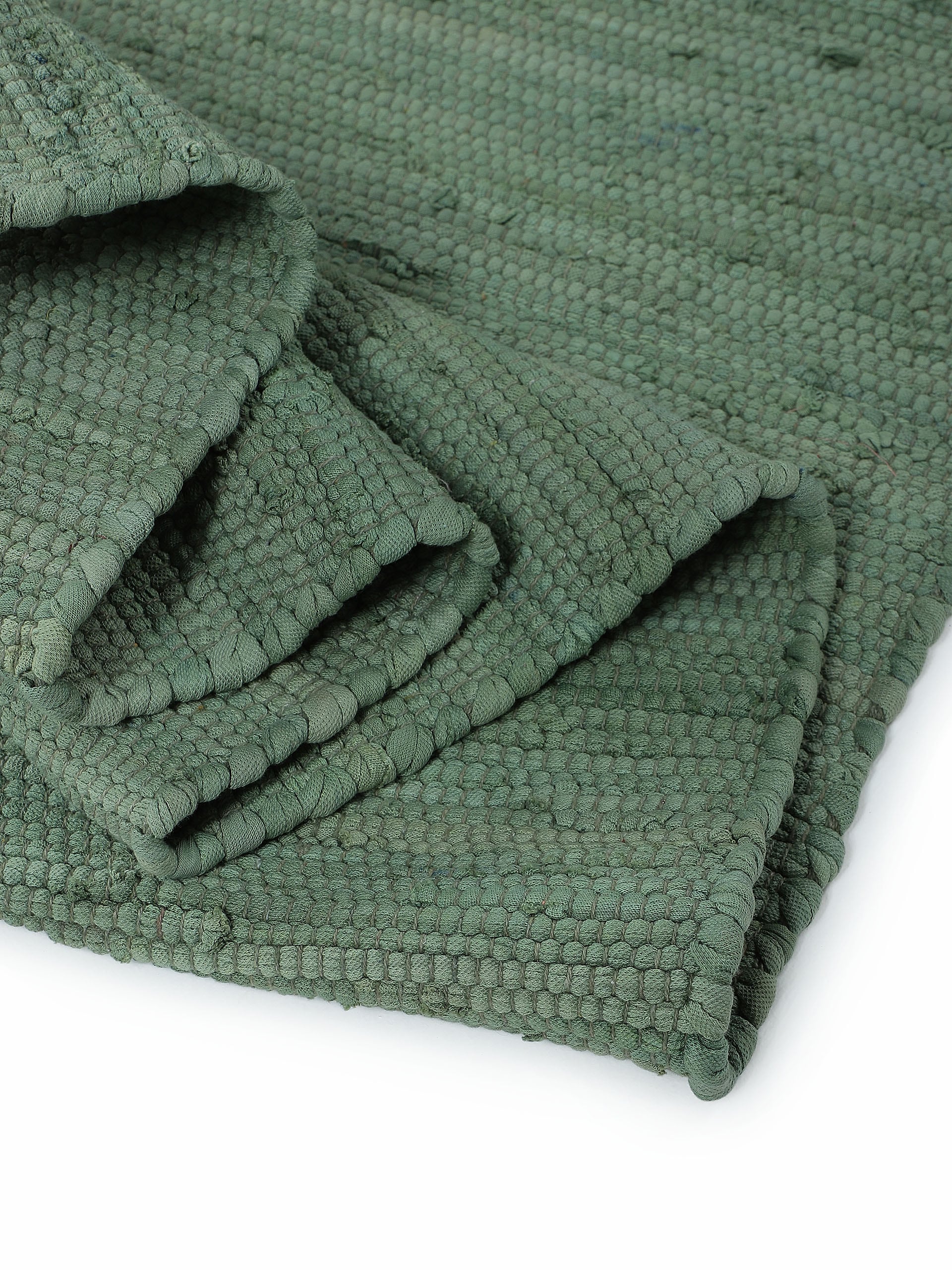 carpetfine Tapis »Kelim Chindi uni , auch als Läufer« Rectangulaire 5 mm Höhe Wendeteppich, reine Baumwolle, handgewebt, Uni-Farben, mit Fransen