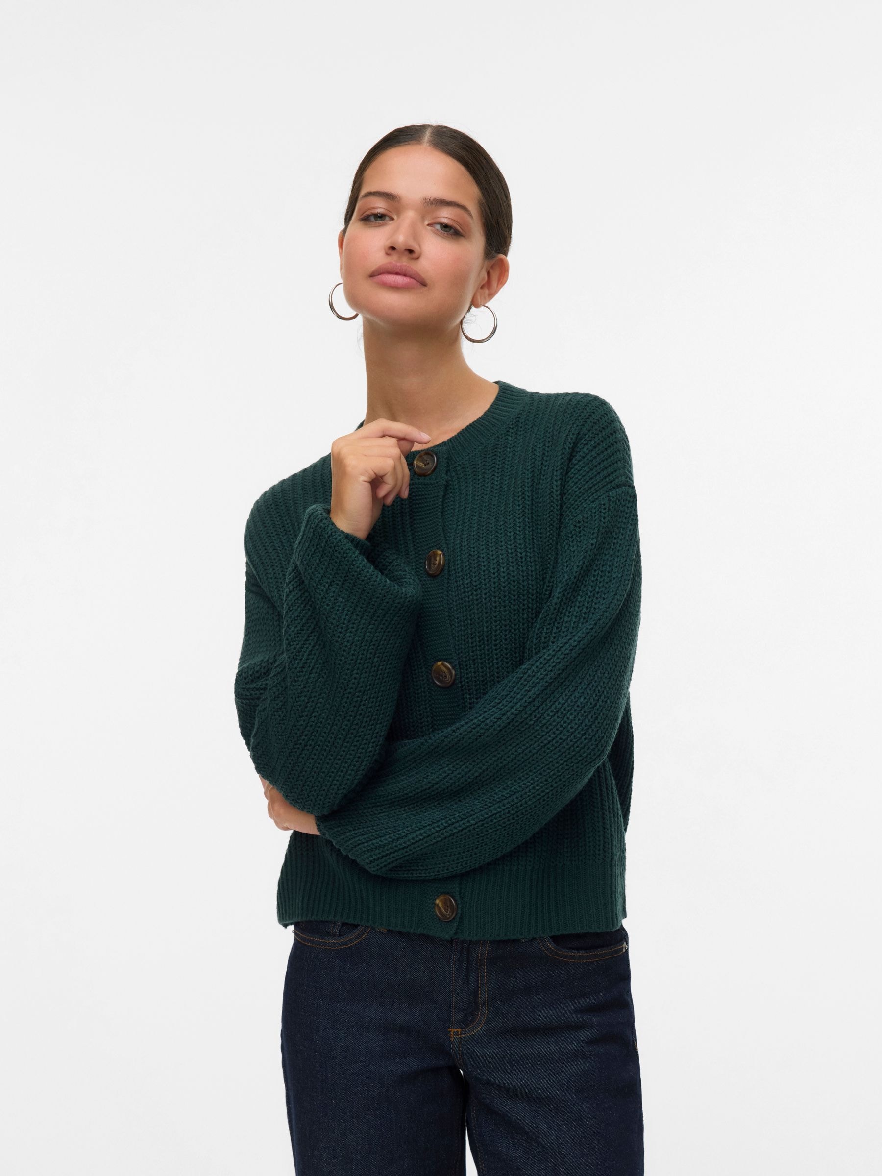 Vero Moda Veste en tricot »VMLEA LS O-NECK CARDIGAN NOOS« fibre synthétique, coupe ample