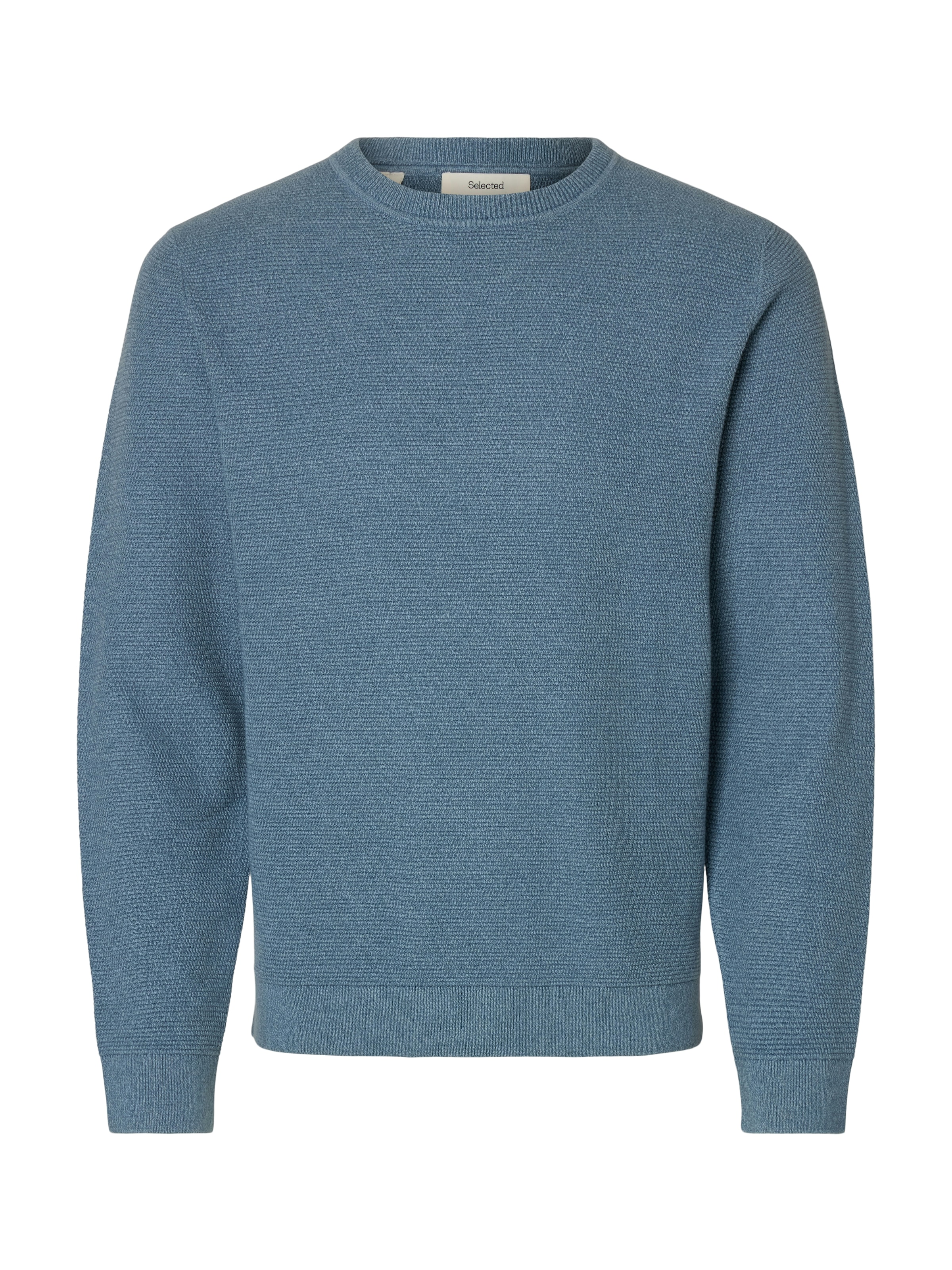 SELECTED Pull à col rond »SLHROSS LS KNIT STRUCTURE CREW NECK NOOS« coton, coupe régulière