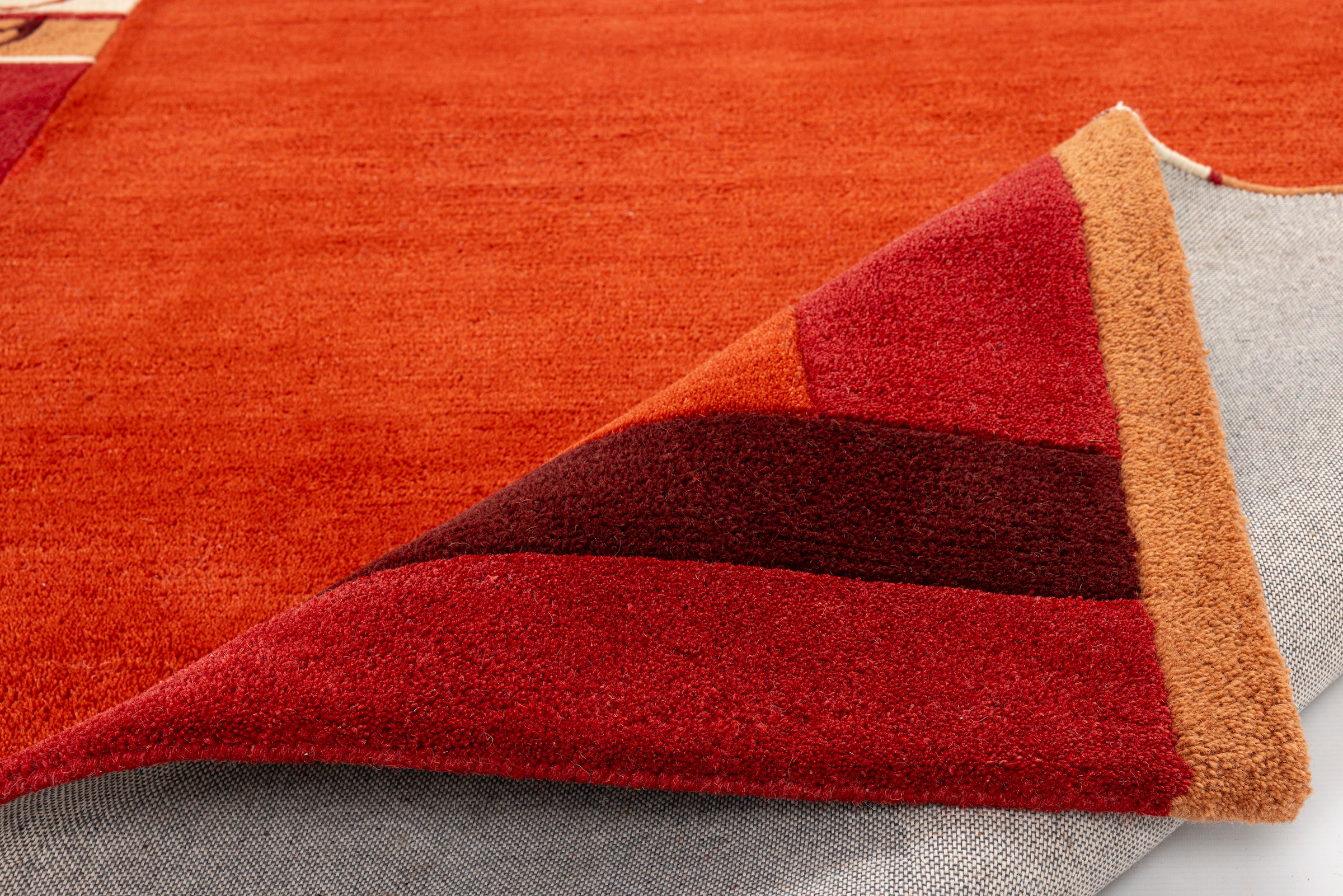 THEKO Tapis en laine »Tromso, Wolle, Handgefertigt, Bordüre mit Hoch-Tief-Effekt« Rectangulaire 15 mm Höhe Wohnzimmer, Schlafzimmer, Esszimmer