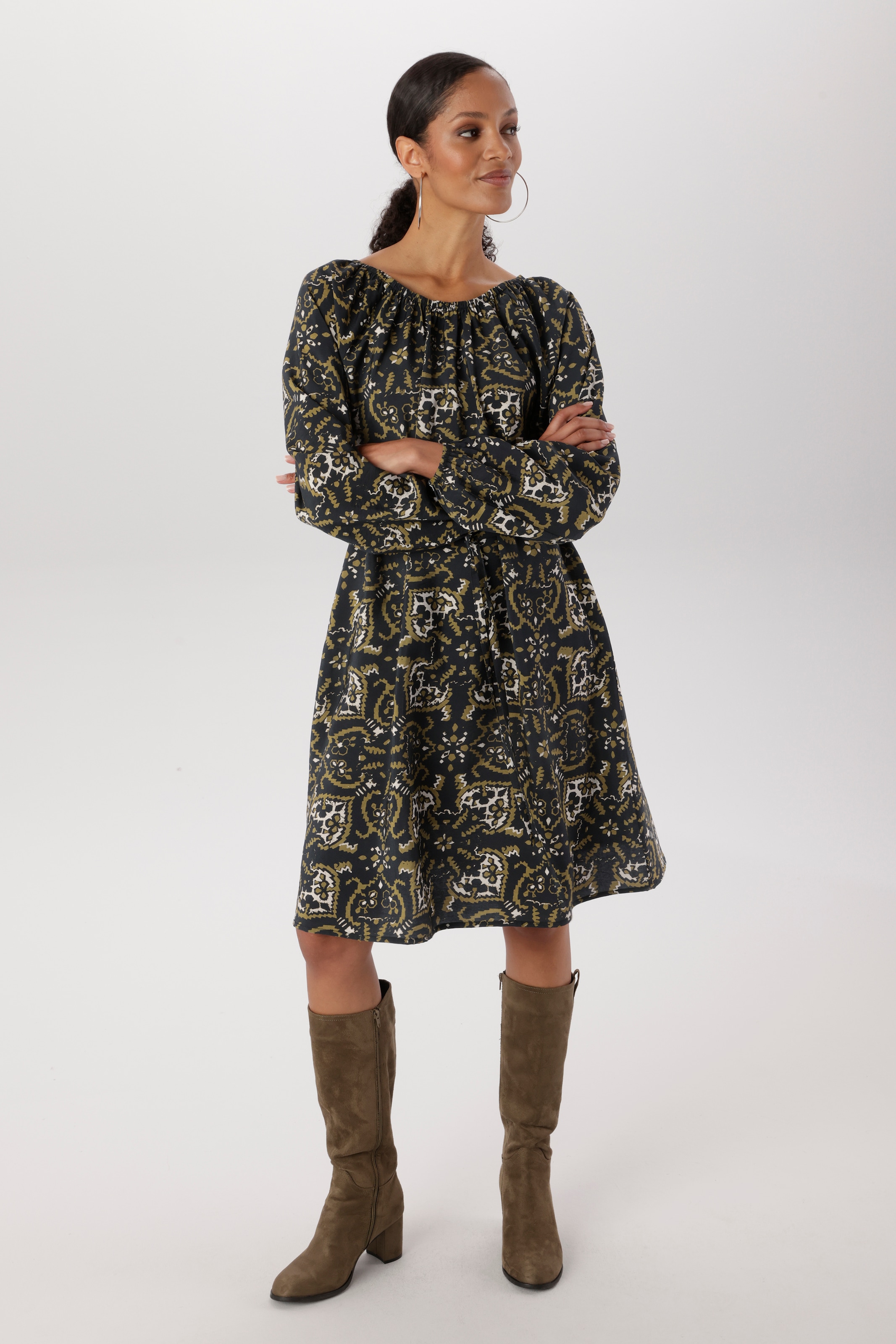 Aniston SELECTED Robe chemisier 2 tlg. Avec élastique au niveau de l'encolure - NOUVELLE COLLECTION
