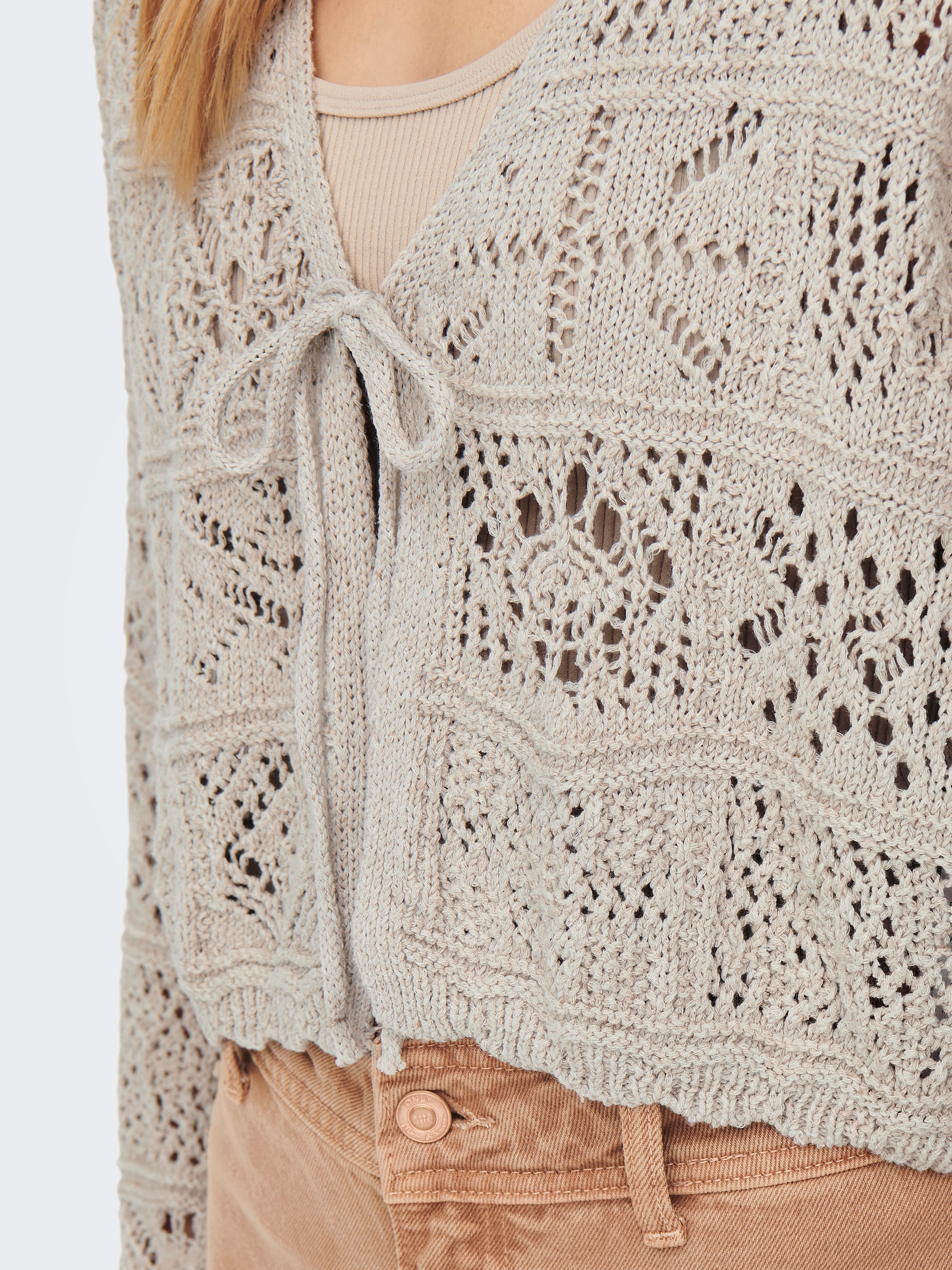 ONLY Strickjacke »ONLBEACH LIFE 7/8 O-N CARDIGAN KNT NOOS« mit Häkel-Details