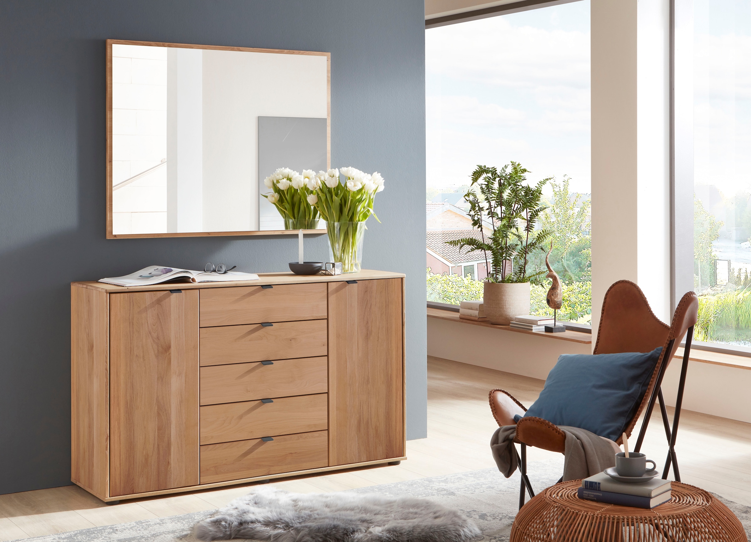 WIEMANN Kombikommode »Cardiff Sideboard, Wäscheschrank, teilmassiv Erle, mit Schubladen« Kommode 141x86x43 cm, braun, mit Dämpfung, MADE IN GERMANY,  verschiedenen Ausführungen, inklusive Einlegeboden