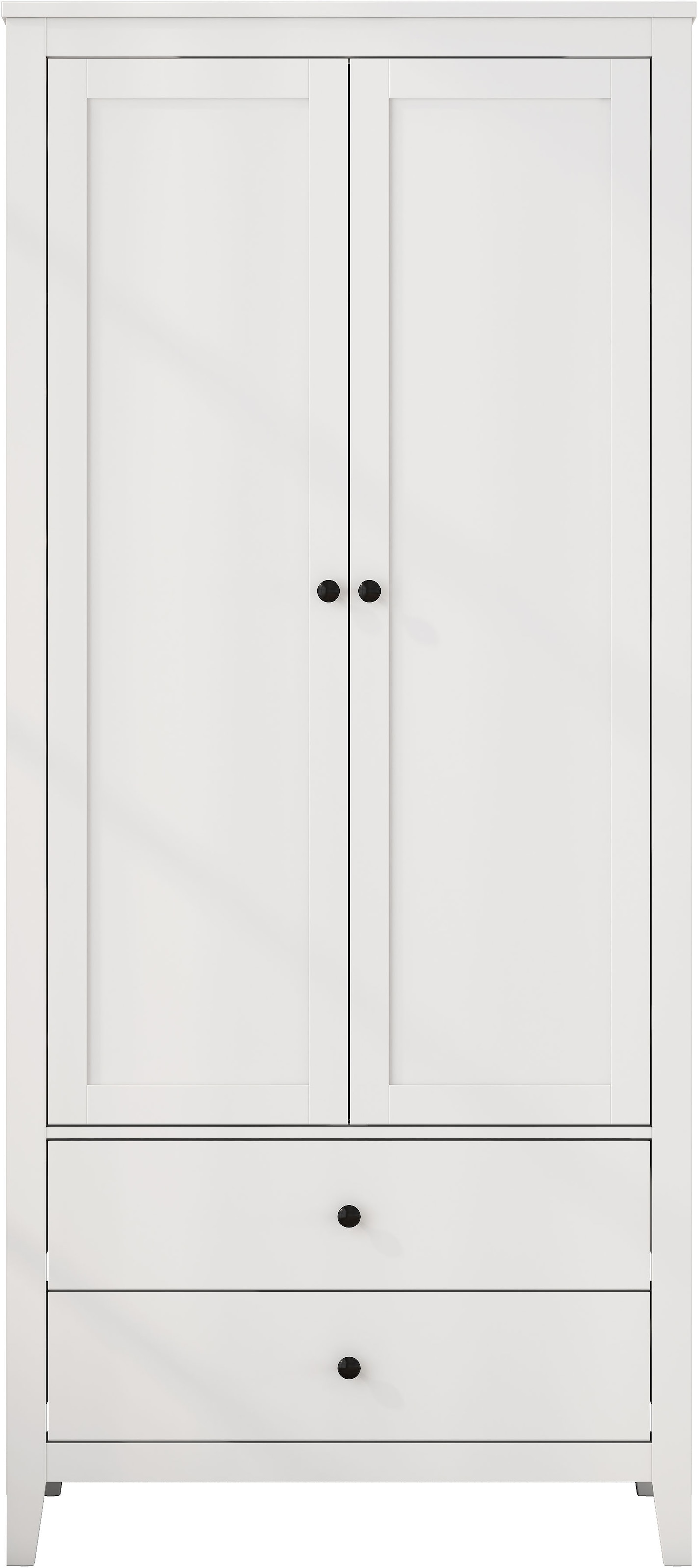 GOODproduct Armoires à vêtements »Borkum Schlafzimmerschrank Garderobe Landhaus Bestseller weiss« hochwertige schwarze Griffe aus Metall,  Schlafzimmerschrank mit 2 Türen und 2 Schubladen