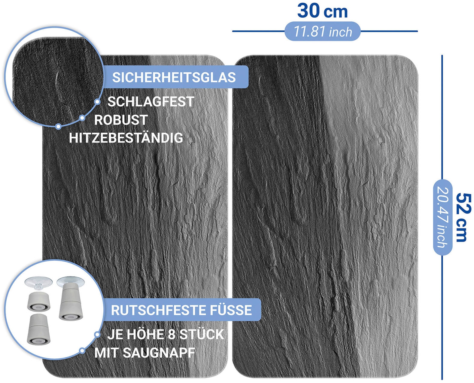 WENKO Herdblende-/Abdeckplatte »Universal Modell Schiefer« Herdabdeckung für alle Herdarten, kratzfest, mit rutschfesten Füssen