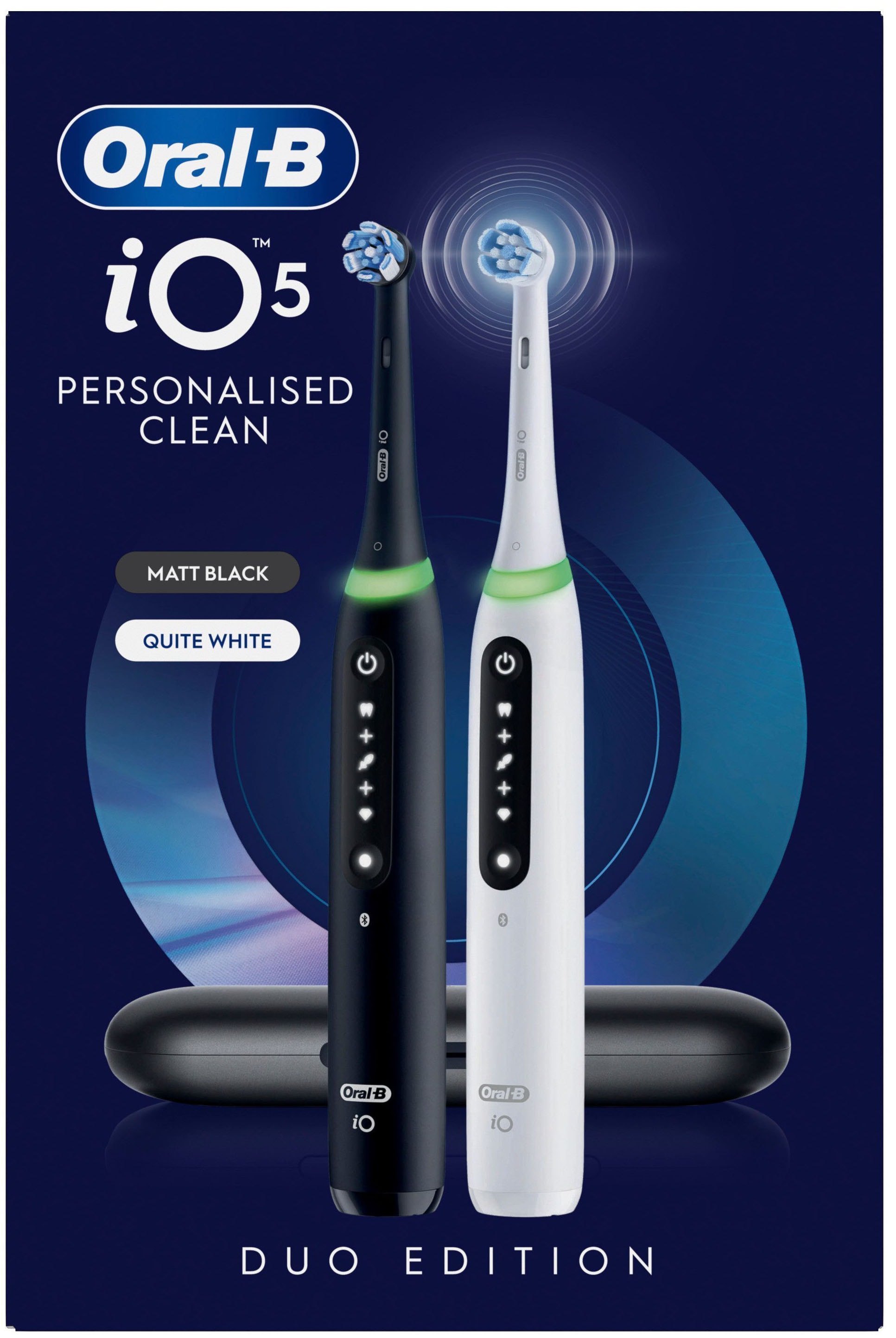 Oral-B Brosse à dents électrique »iO 5 Duopack« 2 cuis Aufsteckbürsten mit Magnet-Technologie, LED-Anzeige, 5 Putzmodi, Reiseetui
