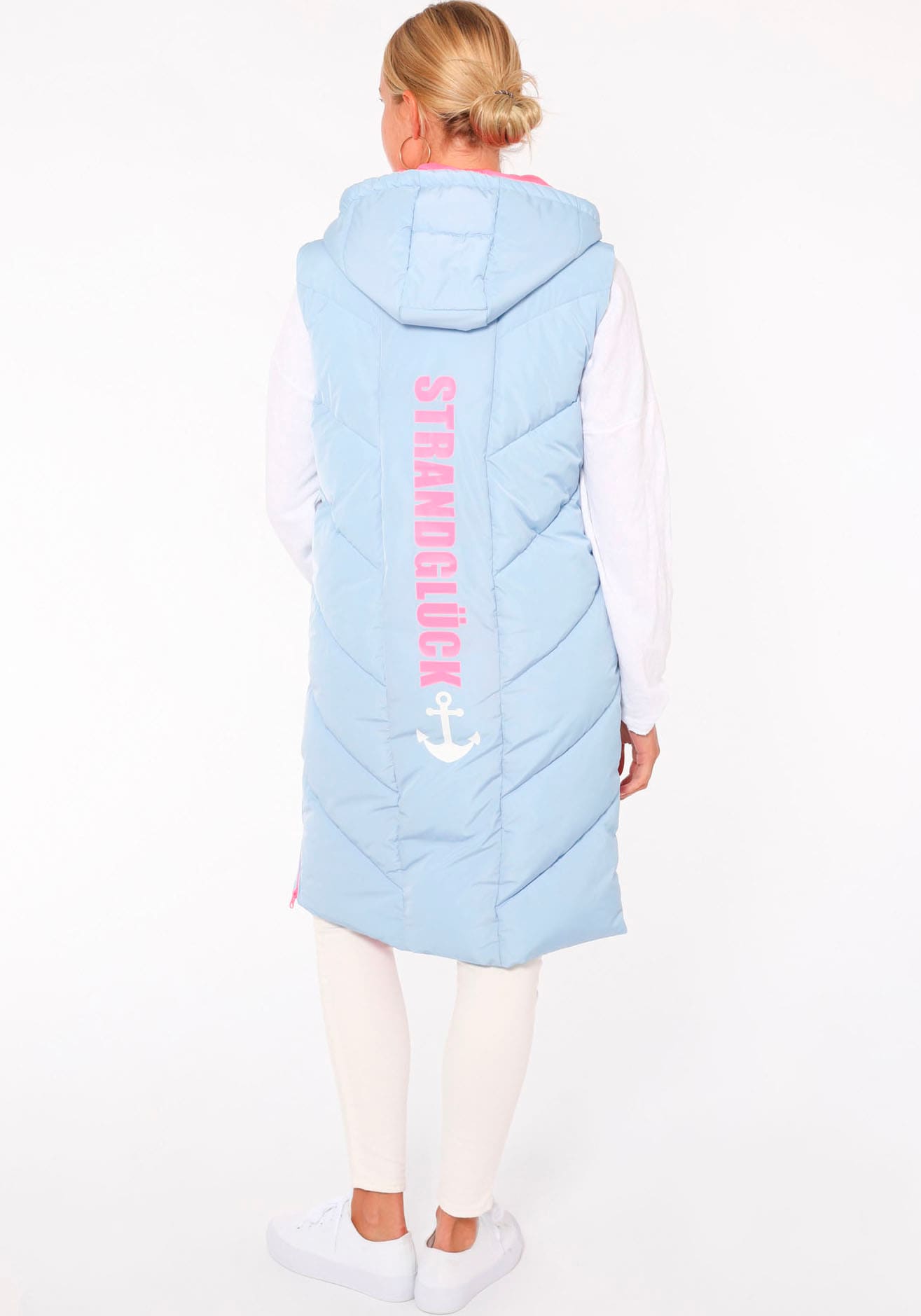 Zwillingsherz Gilet matelassé »"Strandglück"« Doppel-Zipper, Kontrastdetails, Eingrifftaschen, modisch, knielang