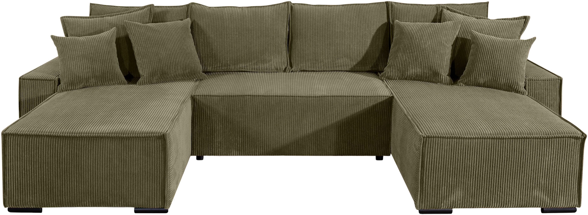 COLLECTION AB Paysage de salon »Manhattan U-Form, B: 313 cm, in Breit- oder Normalcord« fonction lit, coffre-lit & coussins décoratifs, ressorts ensachés