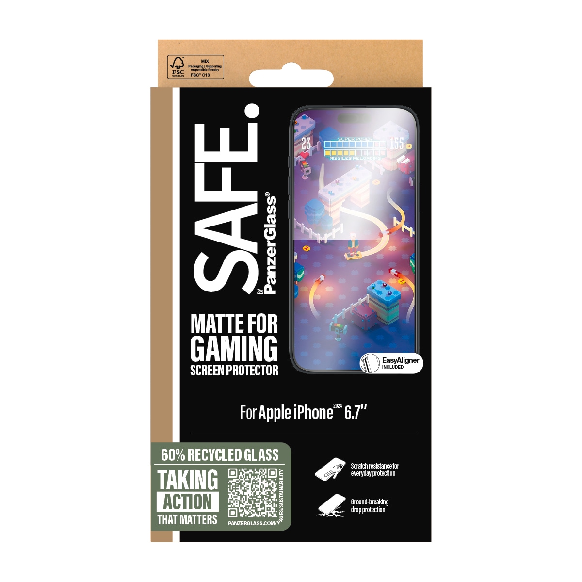 SAFE by PanzerGlass Verre de protection d'écran »Matte for Gaming Screen Protection« für Apple iPhone 16 Plus;Apple iPhone 15 Plus 1 cuis tlg. Displayschutzfolie, Schutzfolie, Bildschirmschutz, kratz- & stossfest