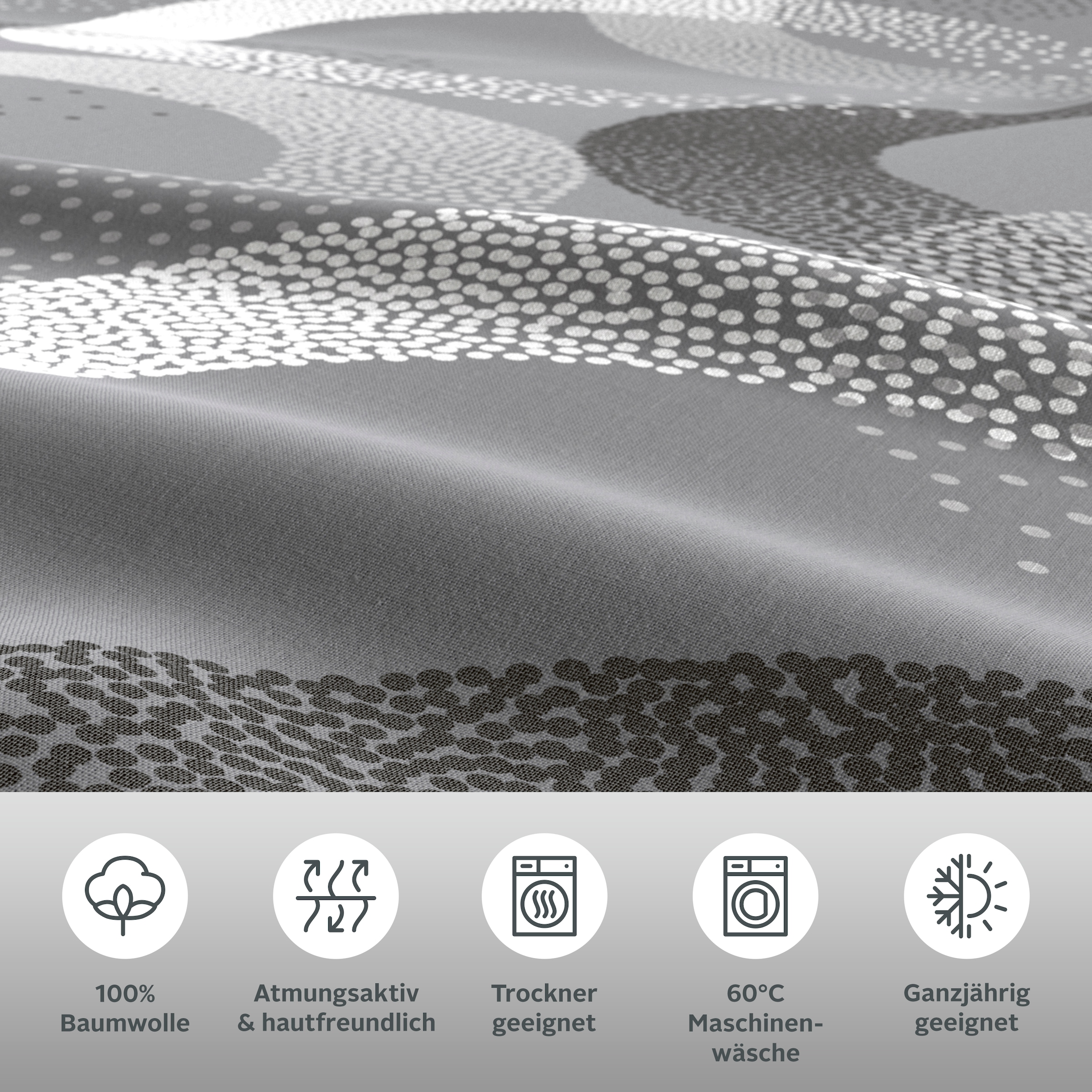 GOODproduct Bettwäsche »Balisa« 2 Stk. tlg. ab Grösse 135x200 cm, aus 100% Baumwolle, Bettwäsche mit Kreisen