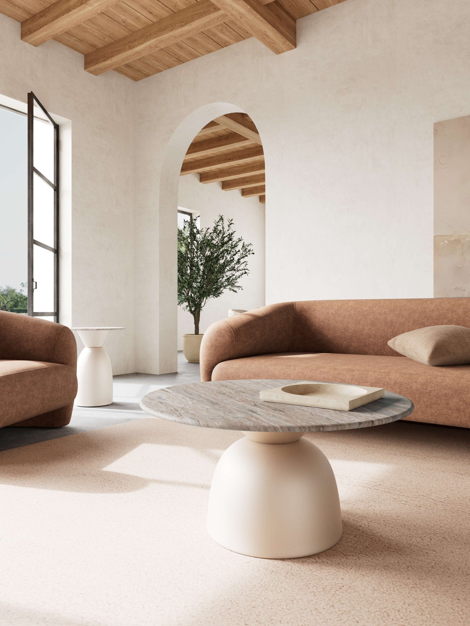 ACTONA GROUP Table basse »Ferrol, Tisch, Beistelltisch« gris, marbre, colonne, 80x42cm