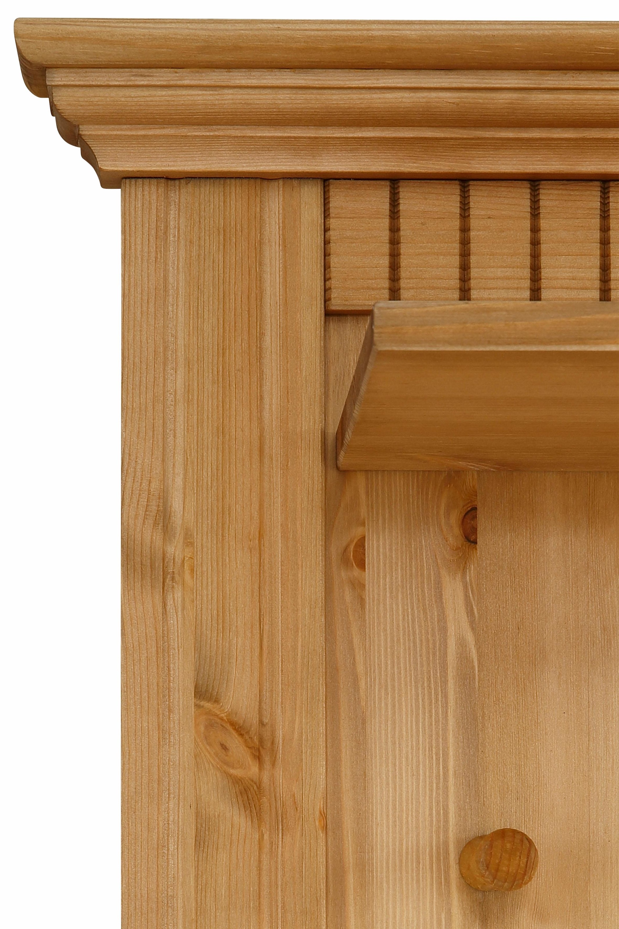 GOODproduct Panneau de vestiaire »Rustic« aus massiver Kiefer, Höhe 190 cm, mit Ablage, Holzhaken