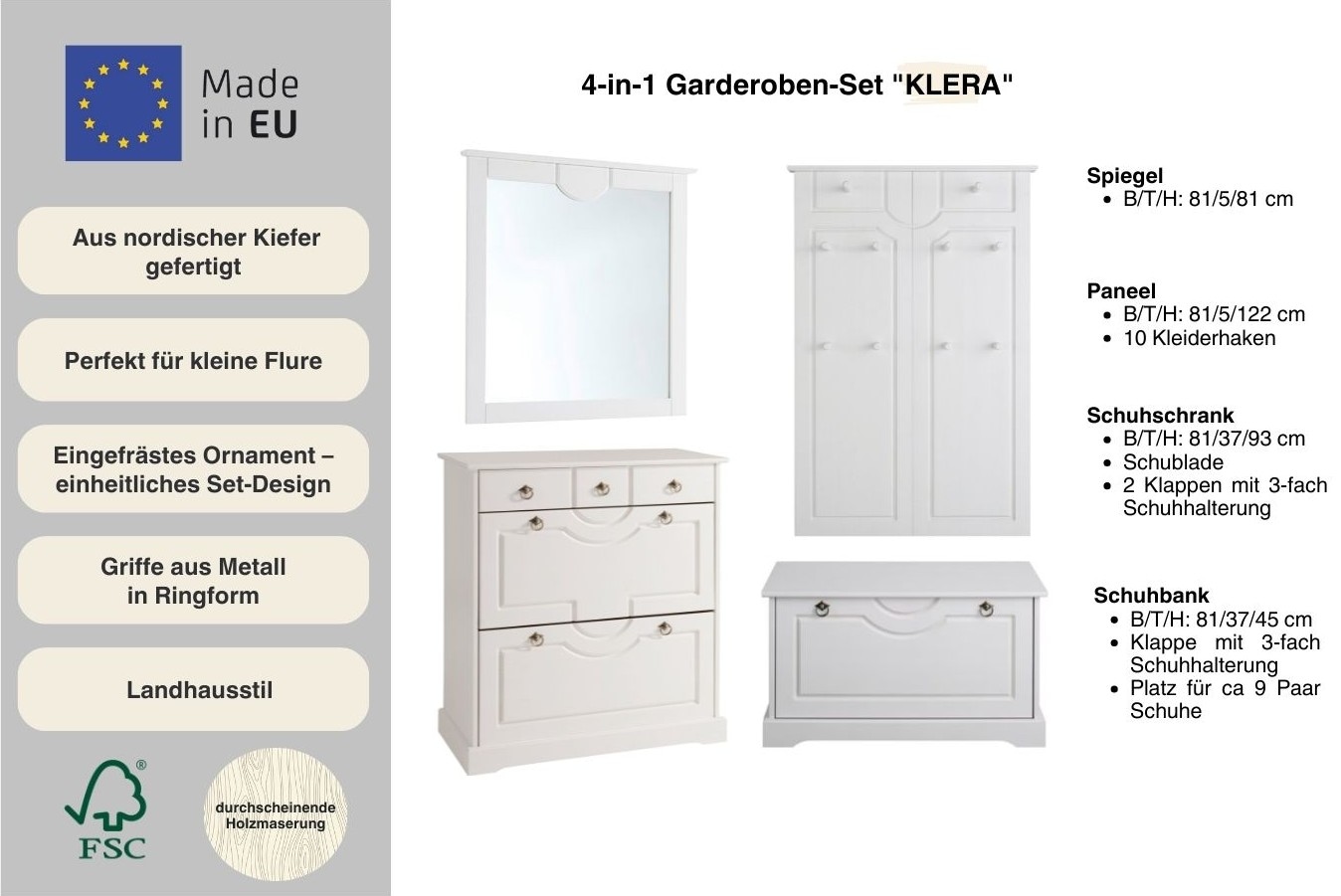 GOODproduct Garderoben-Set »Klera« Set, 4 Stk. tlg.