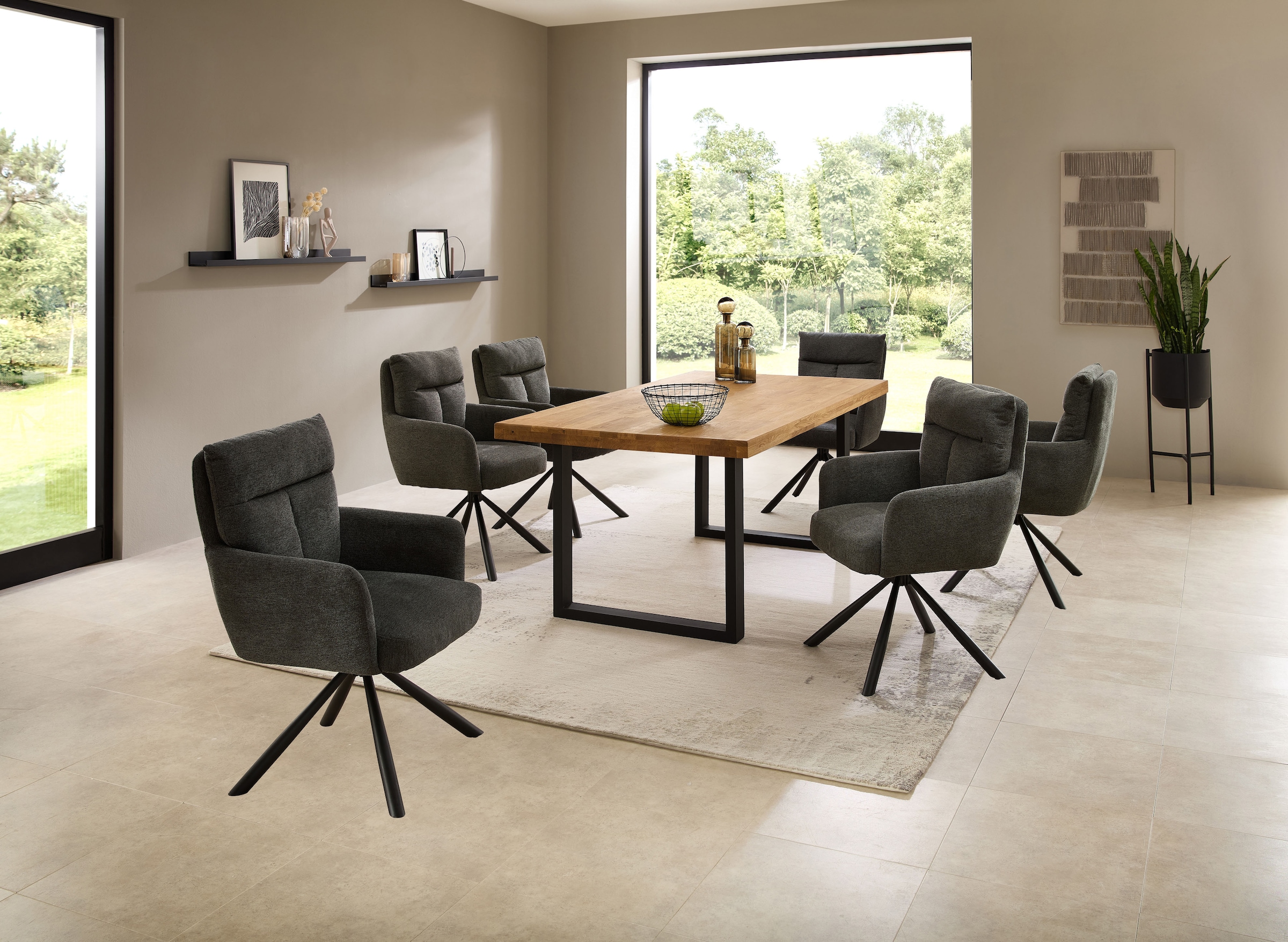 Stolkom Esstisch »Chris Esszimmertisch Eiche Massivholz, BxHxT 110x47x70 cm« Gerade Kante, Industrial Style Eiche Massivholz