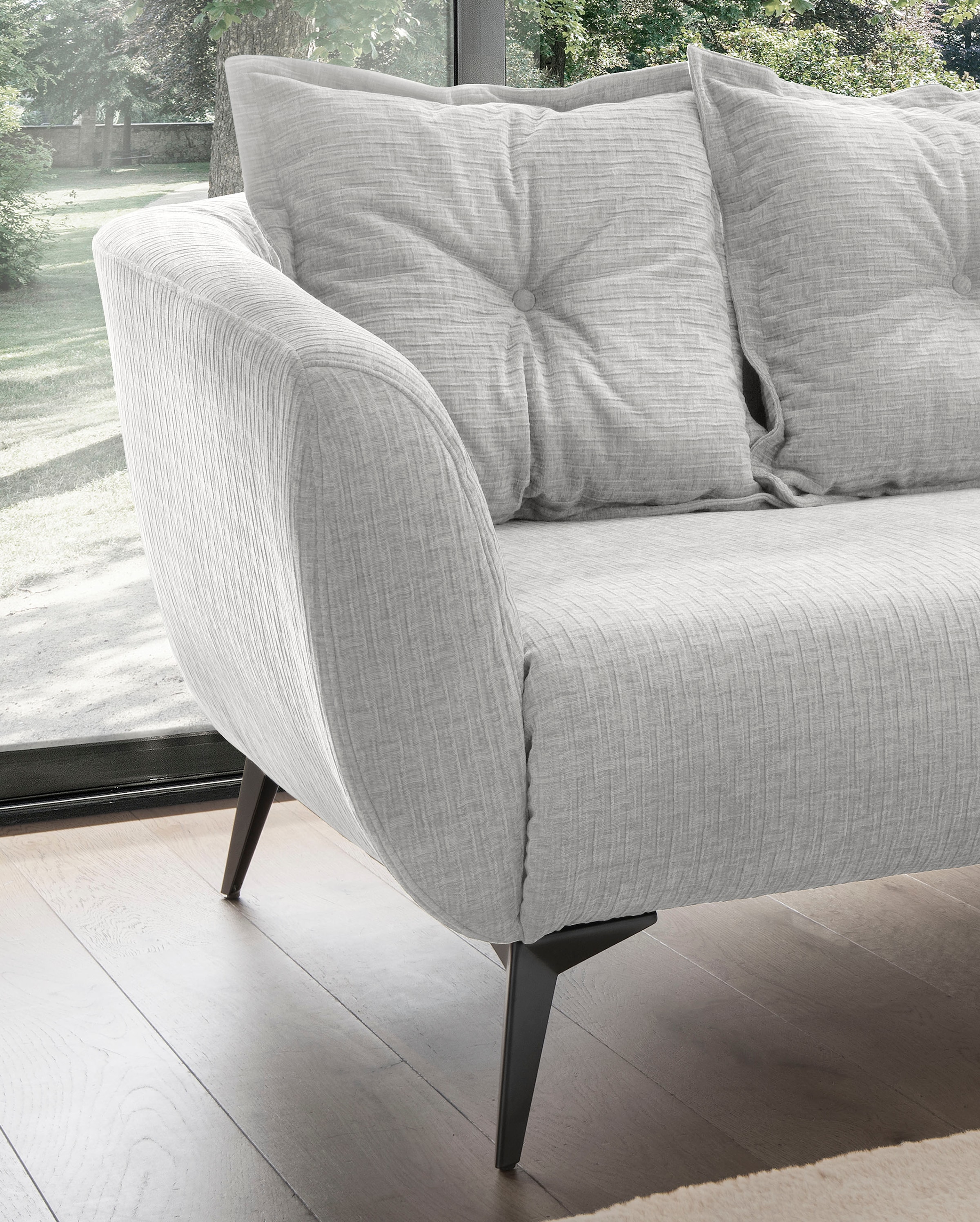 Home affaire 2,5-places »Baggio, Breite 196 cm zeitlos & elegant, bequem« schwarze Metallfüsse