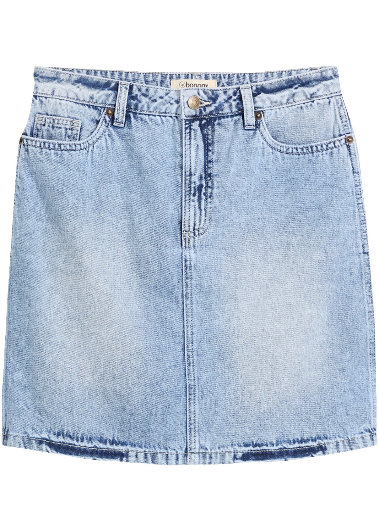 bonprix Jupe en jean regular fit, mit hinterem Schlitz, aus Baumwolle