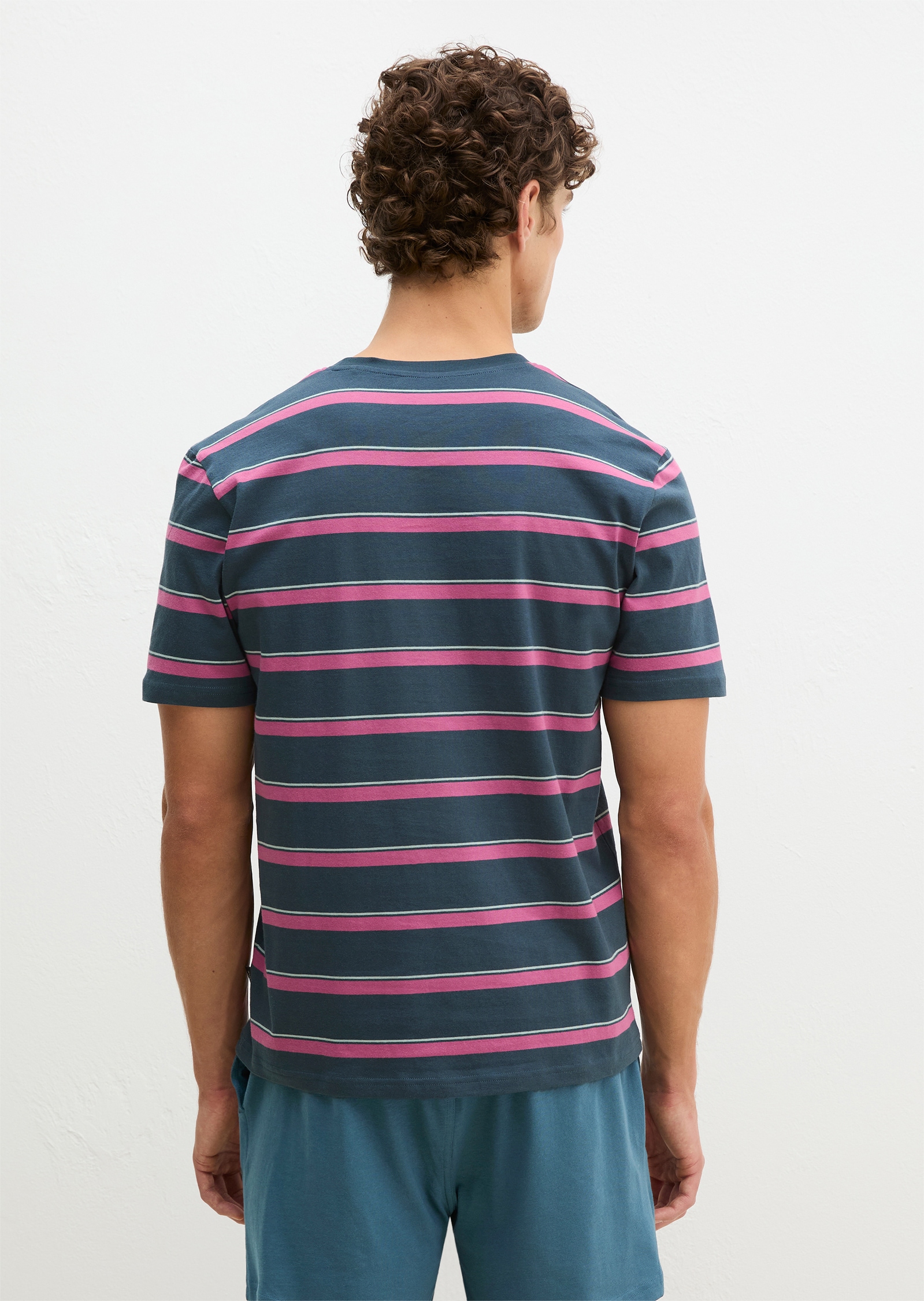 Marc O'Polo Haut de pyjama »Mix N Match Cotton« avec rayures, col rond et manches courtes