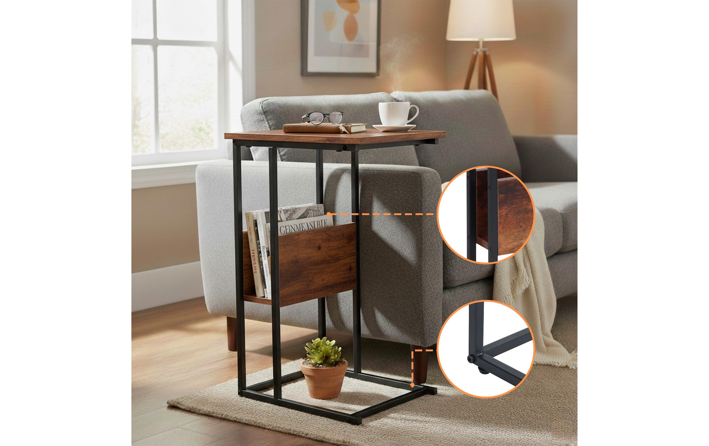 relaxdays Table d'appoint »in C-Form 60 x 55 cm«