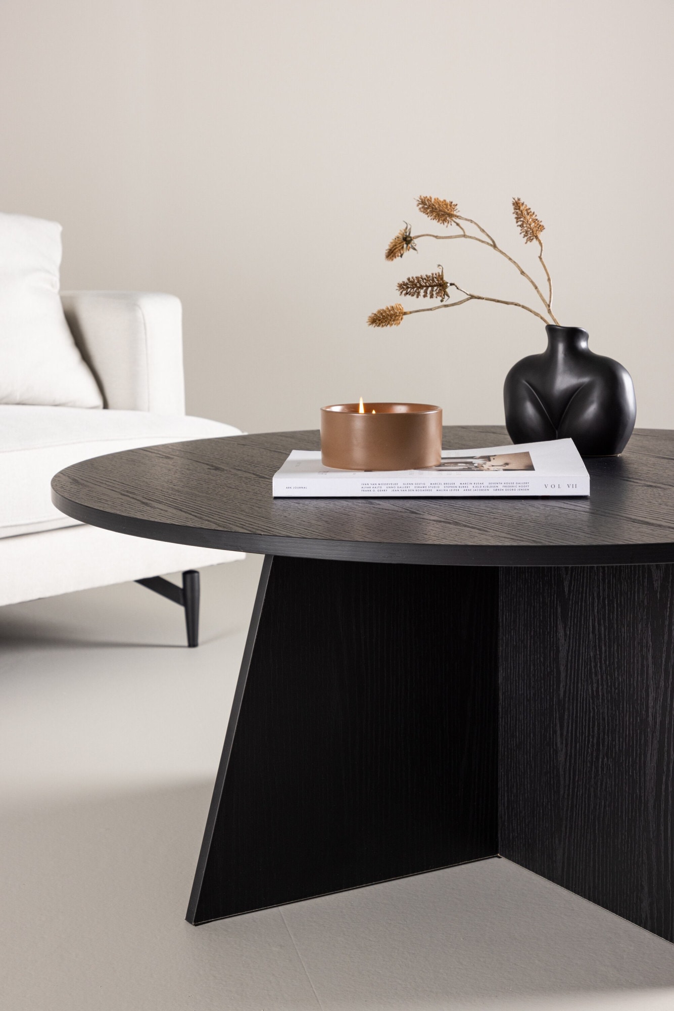 Venture Home Couchtisch »Bootcut, runder Couchtisch in elegantem Schwarz, Ø 100 cm« Sofatisch, MDF, rund, einheitlich, kraftvoll, modern