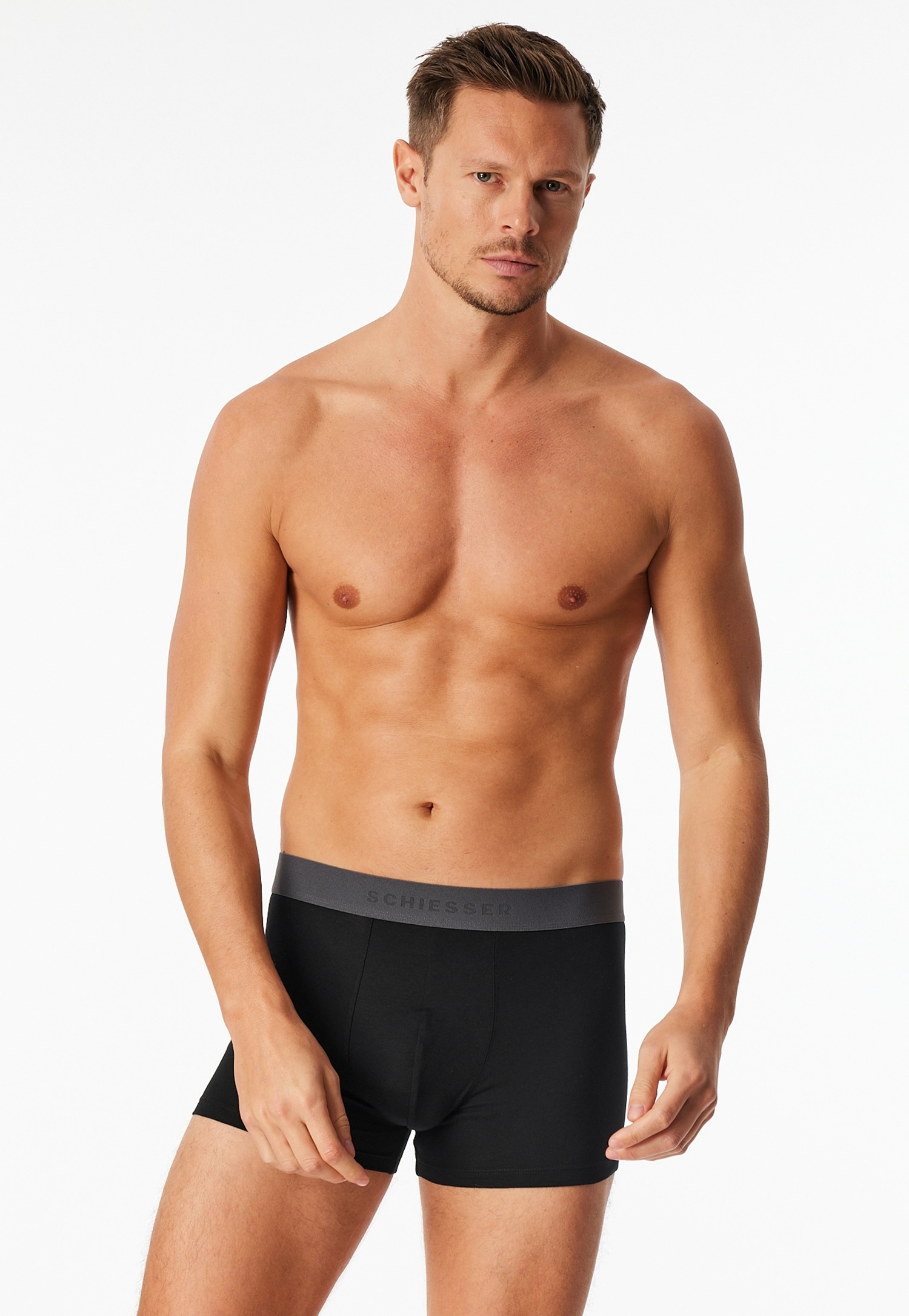 Schiesser Boxershorts »95/5 Multipacks« ohne Eingriff, Logobund, kurzes Bein