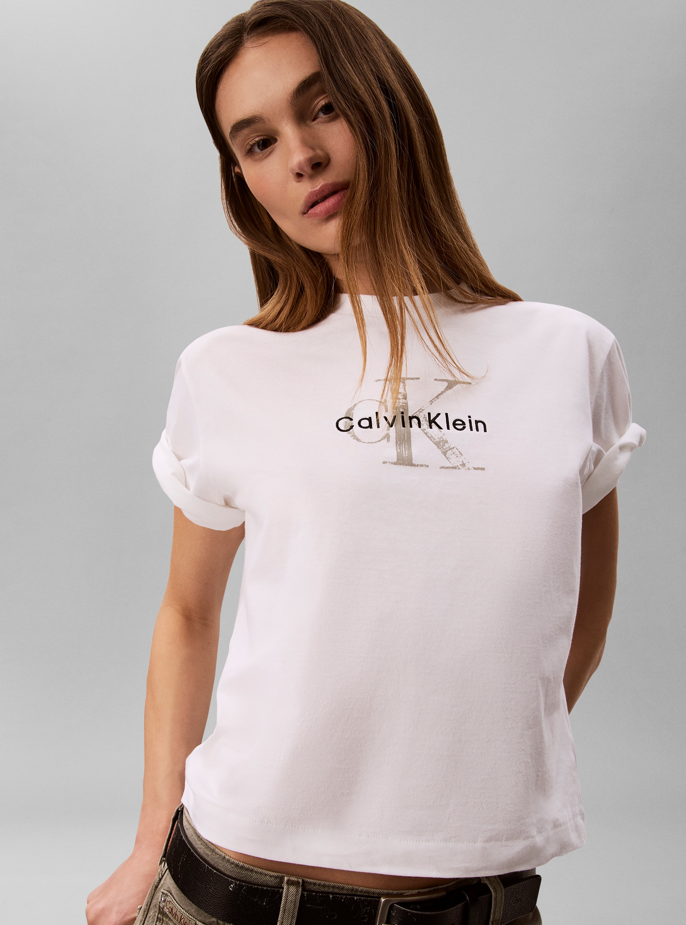 Calvin Klein T-shirt »BOXY HAND DRAWN MONOLOGO TEE« coupe régulière, logo